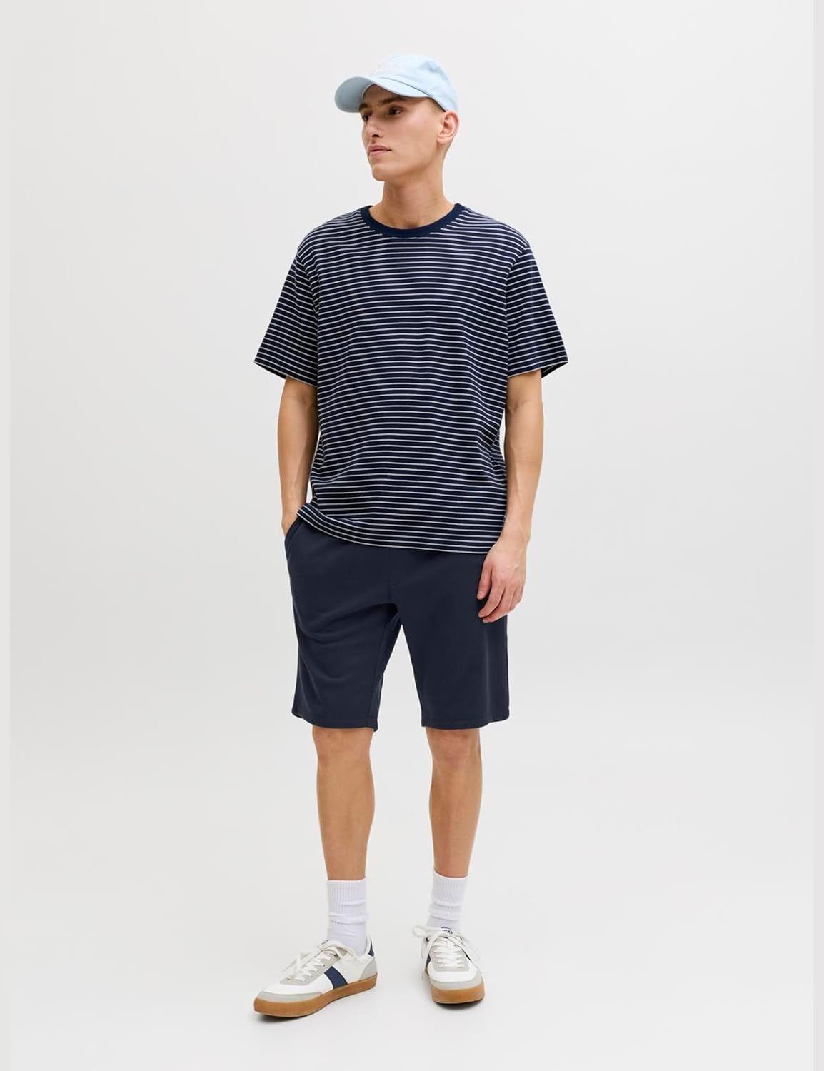 Detalle de JACK & JONES Herren Sweat Short JPSTNEWSOFT – Regular Fit, XS–XXL, Blau/Schwarz