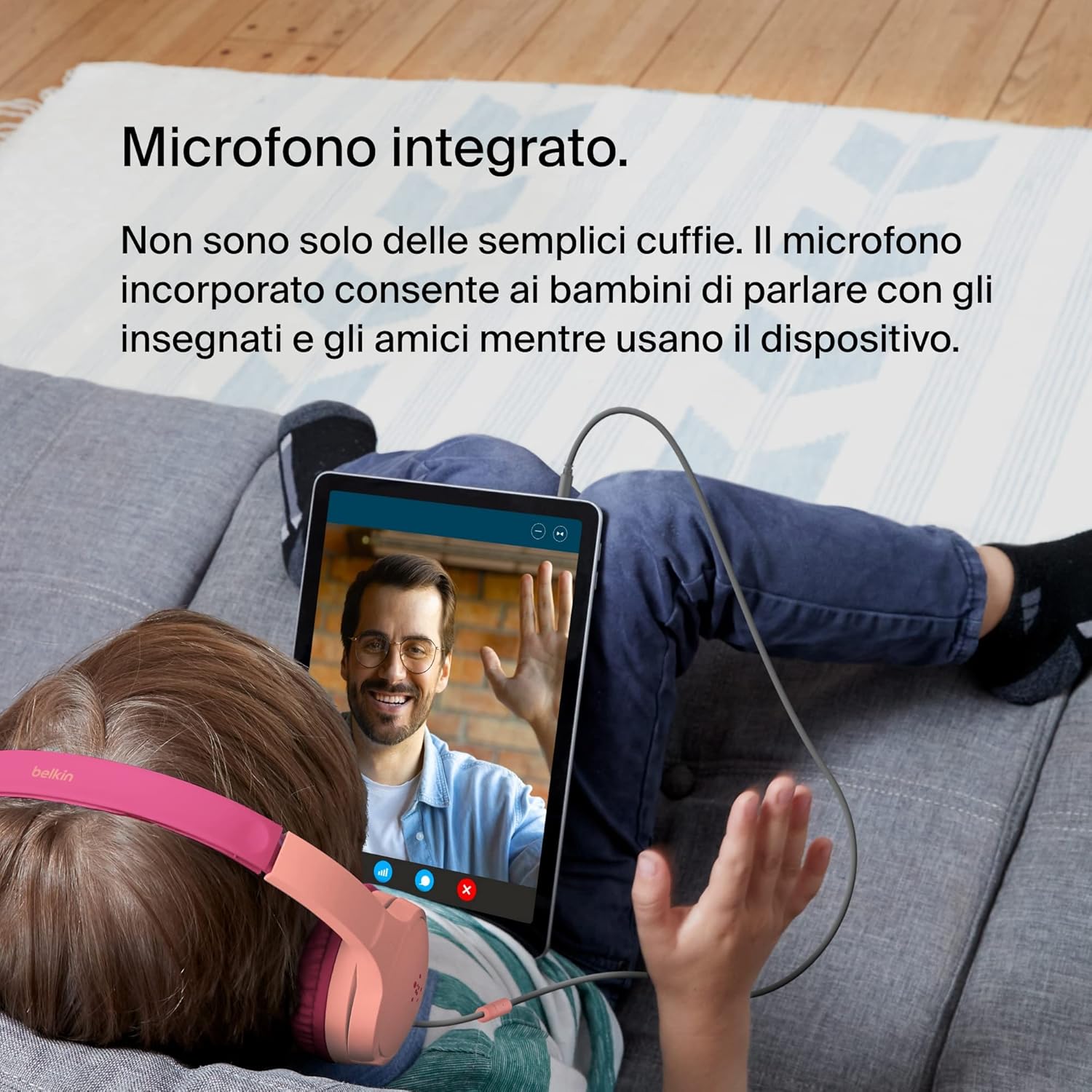 Thumbnail 3 de Belkin SoundForm Mini: Cuffie on-ear rosa per bambini con microfono (3,5 mm) – affidabili per scuola e giochi