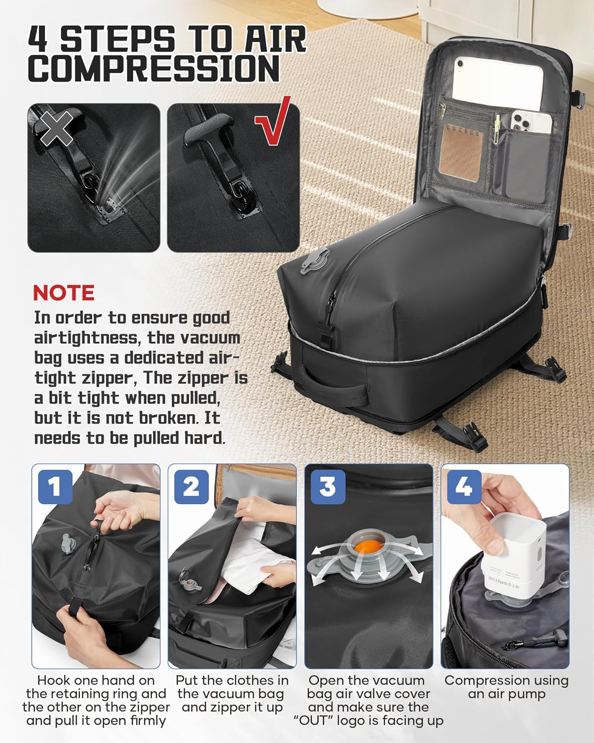 Thumbnail 2 de WONHOX Large Travel Carry-on Backpack