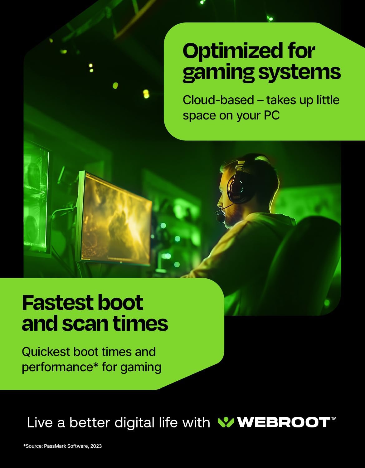 Detalle de Webroot Antivirus for PC Gamers 2026 — 1 Device, 1 Year + System Performance Optimizer