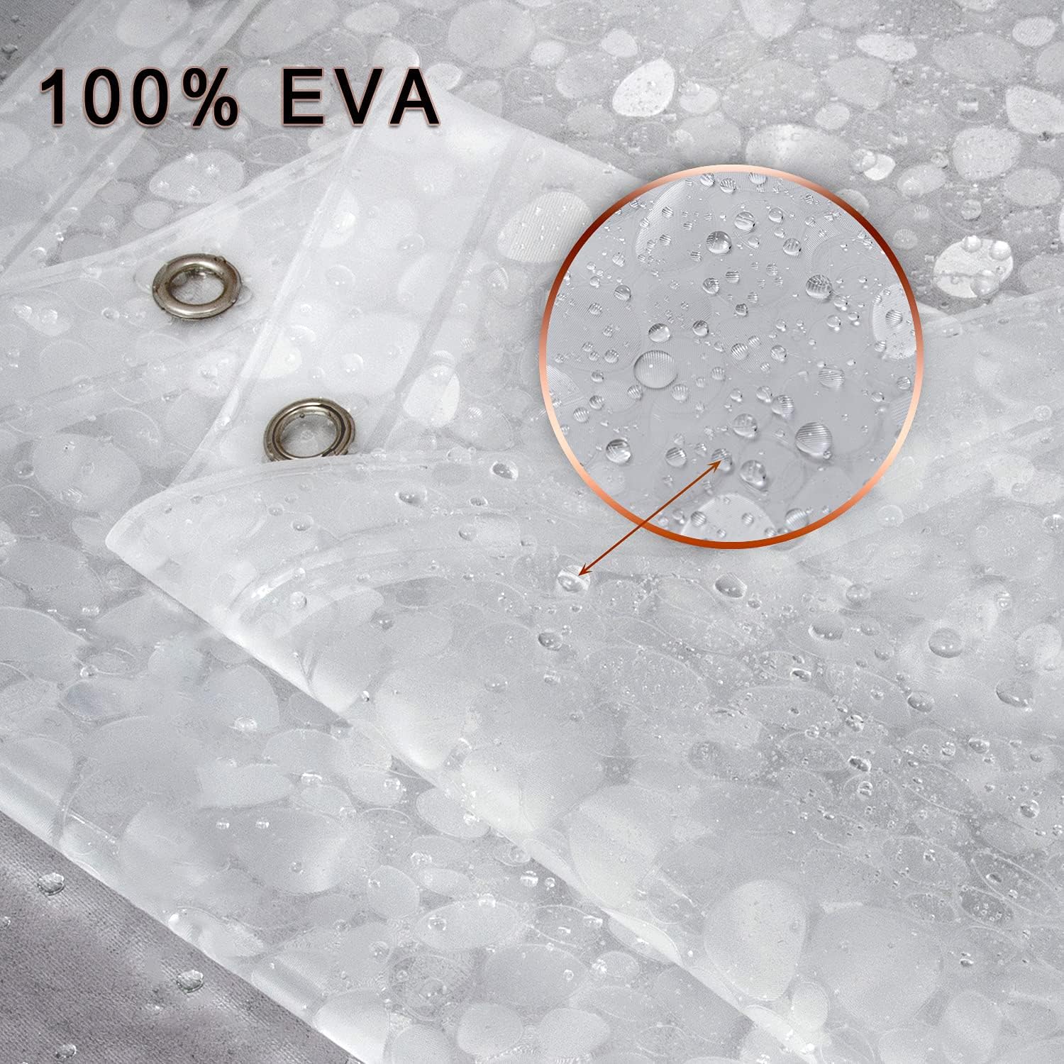 Thumbnail 1 de Bostofy Waterproof Shower Curtain Liner (8G EVA), Thick Liner with 3 Bottom Magnets, 72 x 72 and 12 Hooks