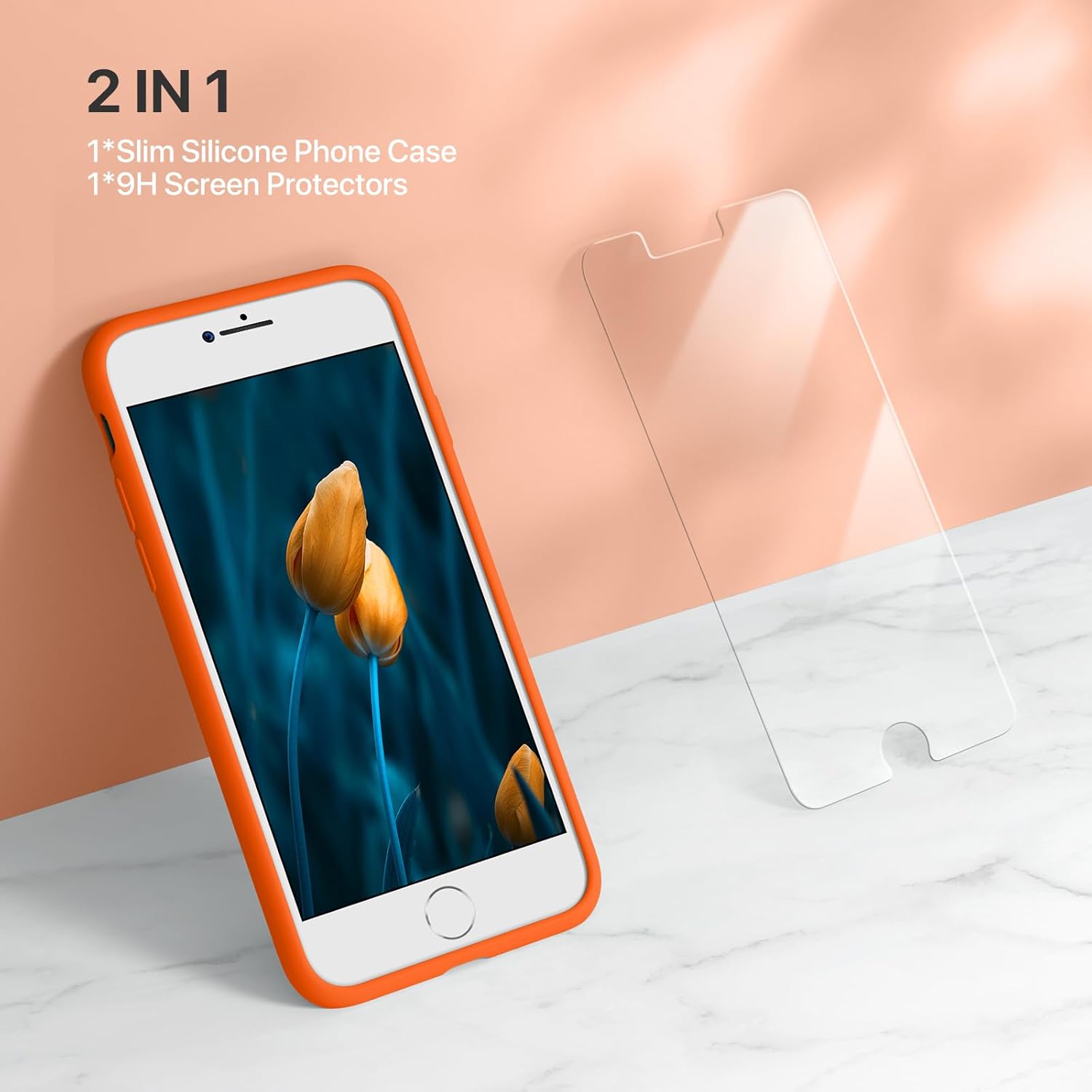Thumbnail 1 de Miracase Ultra Slim Case with Screen Protector for iPhone SE (2022/2020) and iPhone 7/8 – Orange