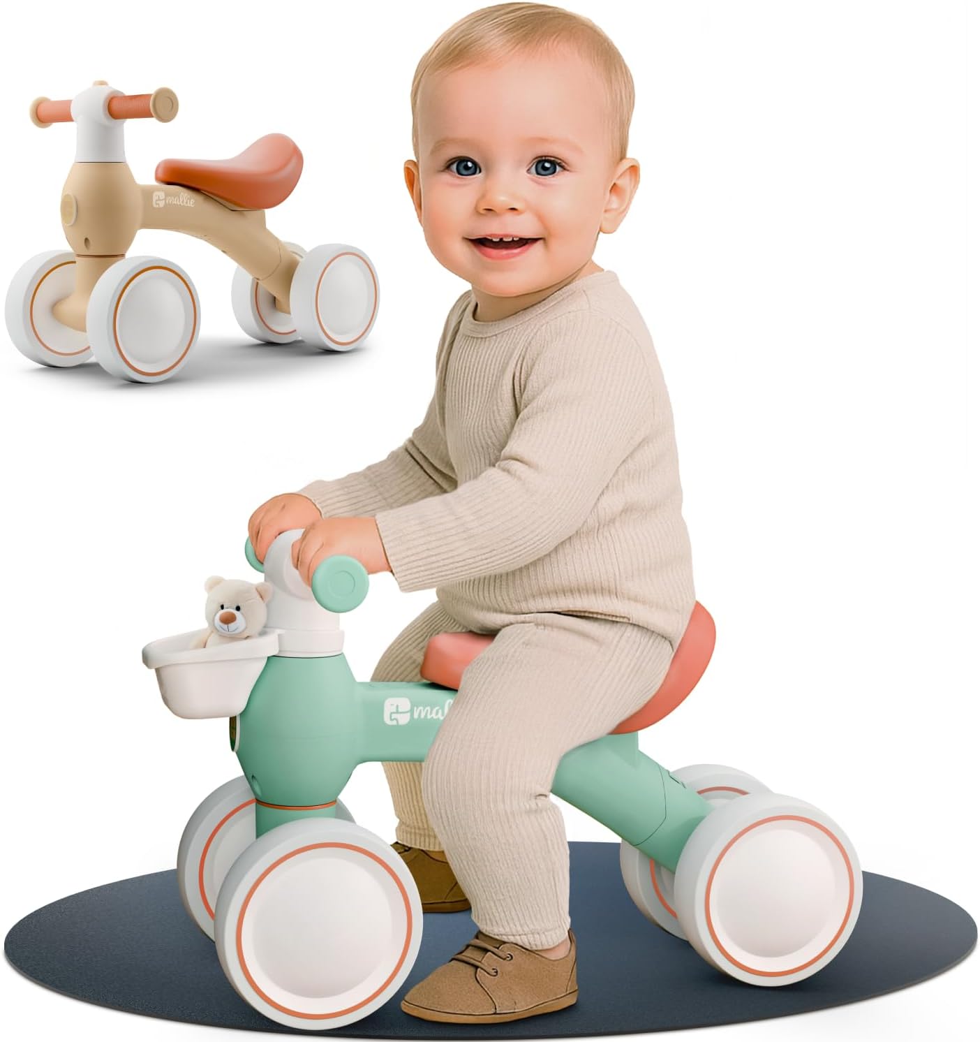 Detalle de Mallie® Bicicletta Senza Pedali con cestino – Balance Bike per bambini 1–2 anni