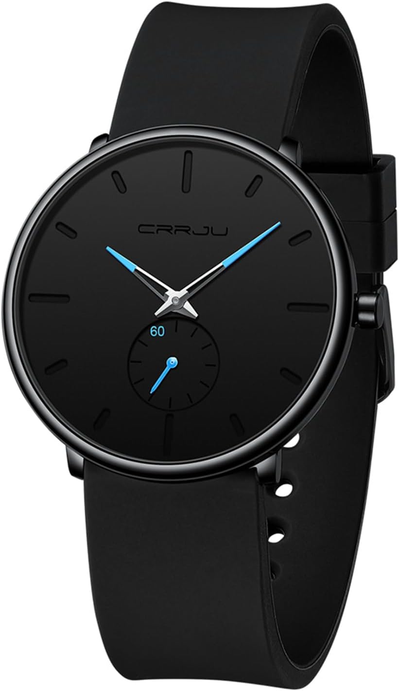 Detalle de CRRJU Herren Uhren – Ultraleichtes Minimalismus-Chronograph-Design mit Silikonarmband