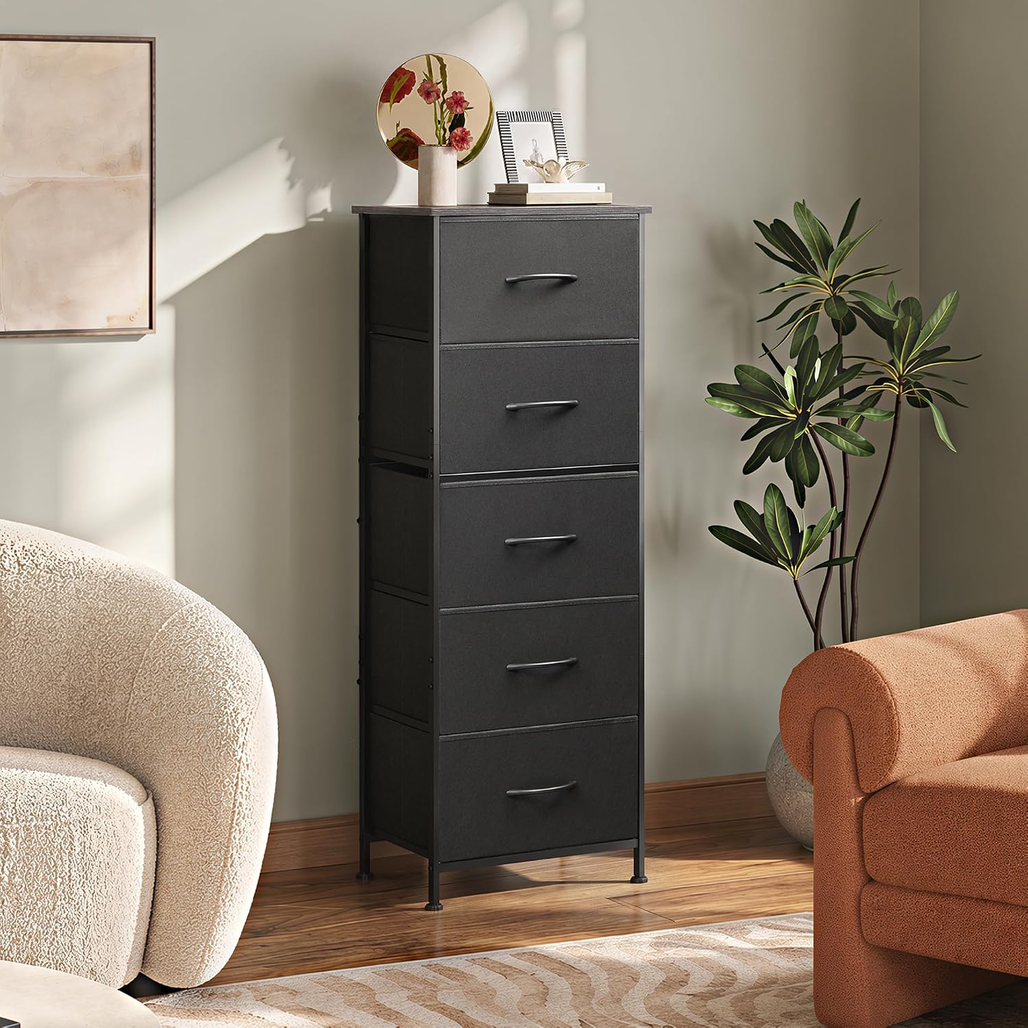 Detalle 2 de WLIVE Fabric Dresser 5-Drawer 47.5" Tall