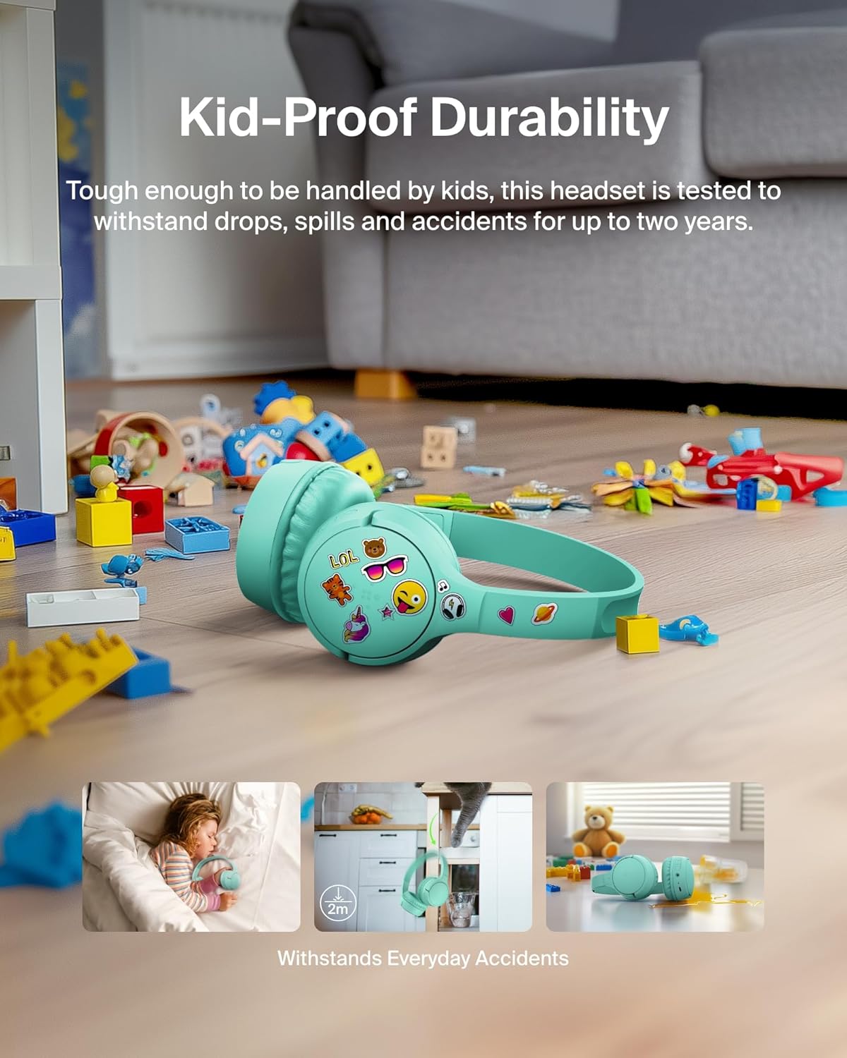 Detalle 2 de Belkin SoundForm Mini Kids Wireless Headphones with Built-In Microphone