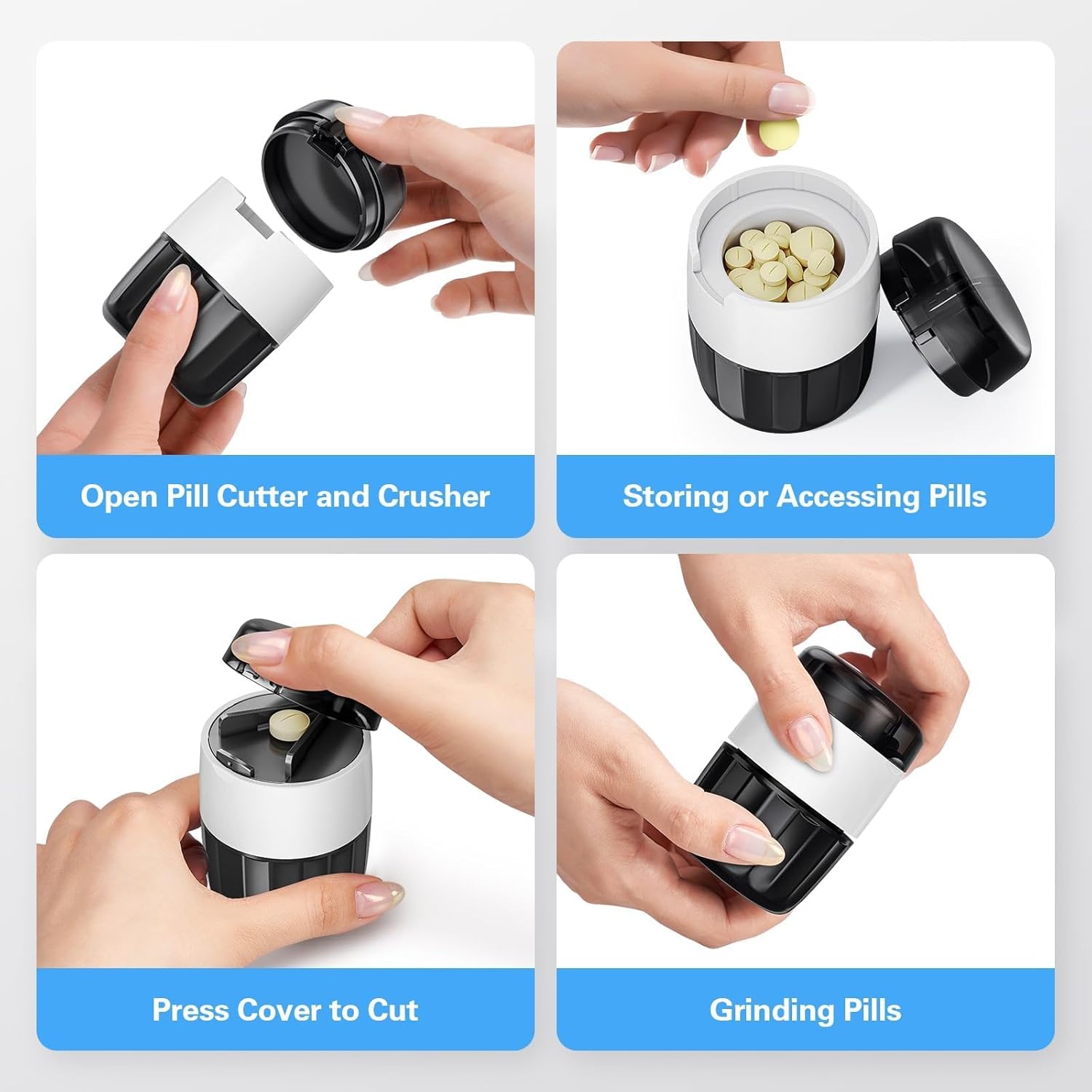 Detalle de 3-in-1 Pill Crusher for Tablets: Stainless Steel Grinding Head with Built-in Storage