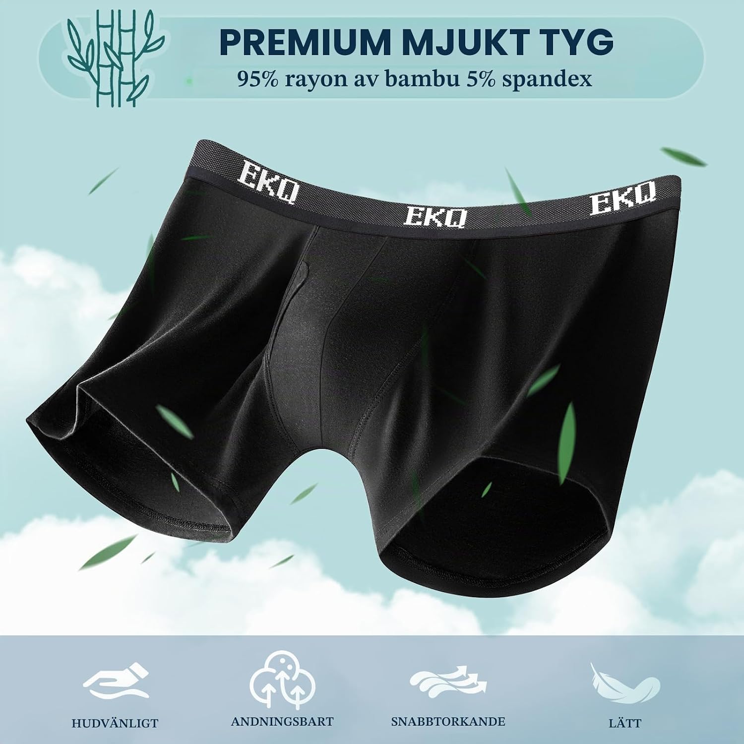 Detalle 2 de EKQ boxershorts för herr i bambu, 7-pack med andningsbar design