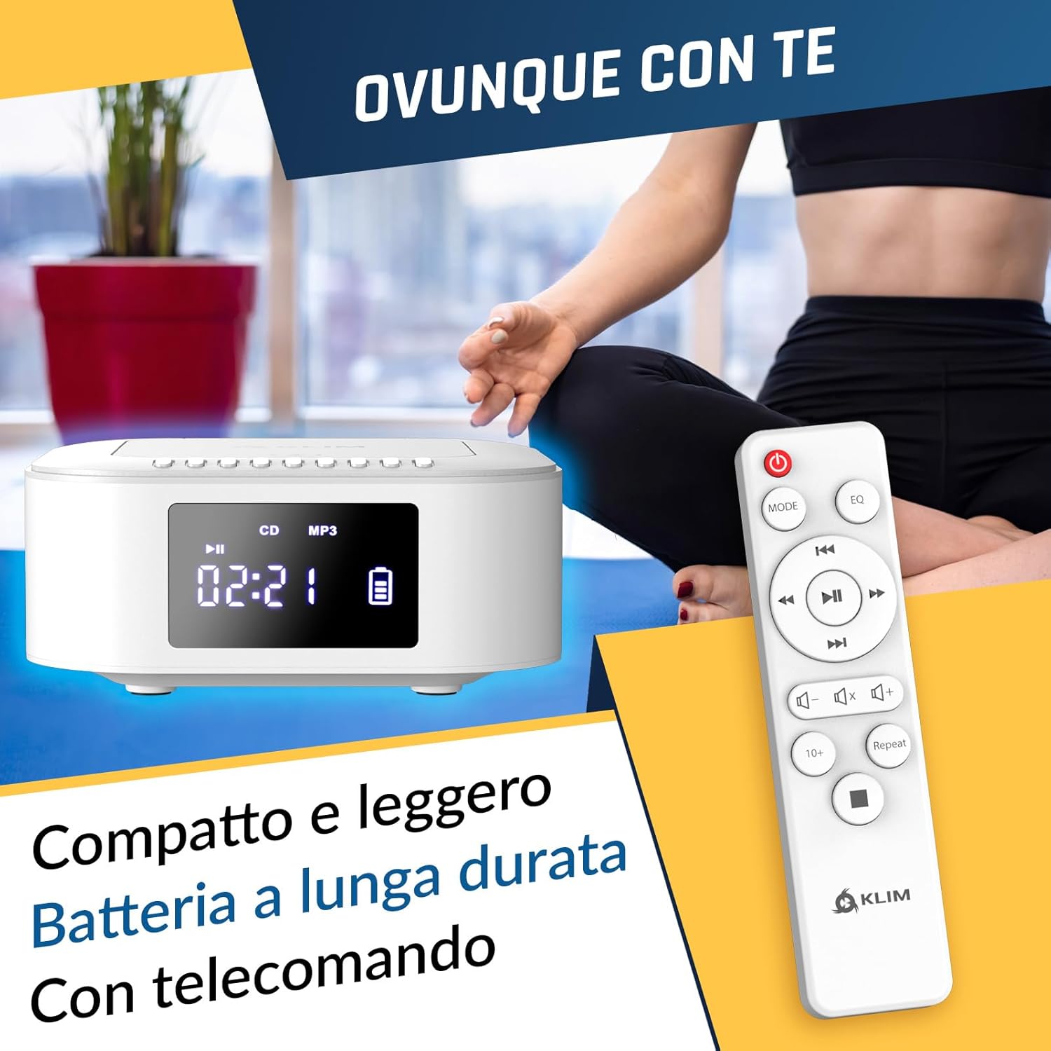 Detalle de KLIM Lettore CD Stereo Boombox E1 - BASS Boost con Subwoofer, Bluetooth, USB e Lettore CD