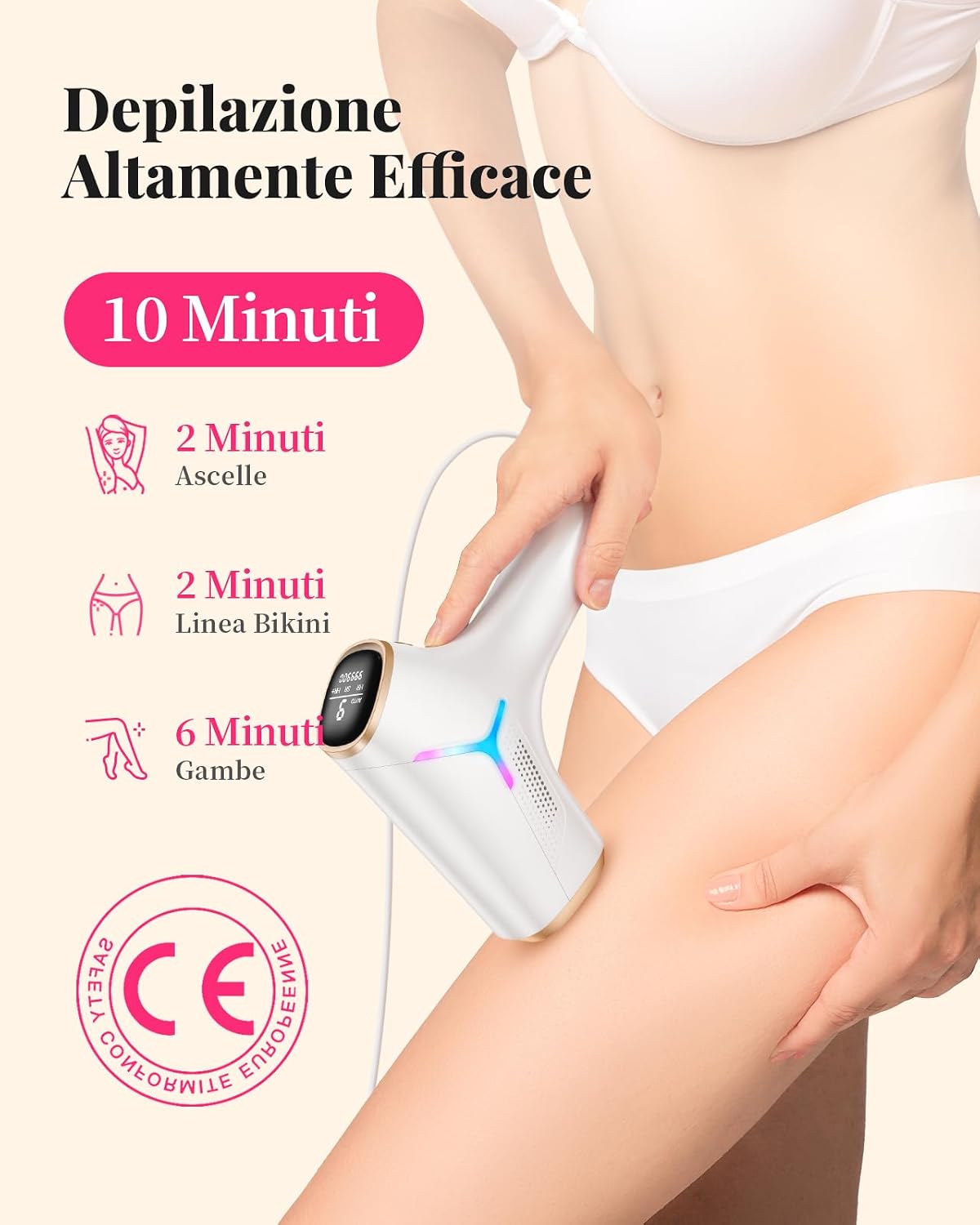 Detalle de Haarlosy Epilatore Luce Pulsata GLY03 3IN1 HR/SR/HR+ con Tecnologia IGBT – Epilazione professionale a casa