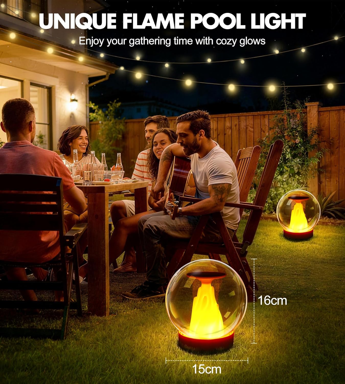 Thumbnail 4 de PoolLeader Lampe Solaire Flottante Piscine – Éclairage LED à Flammes, 2 pièces