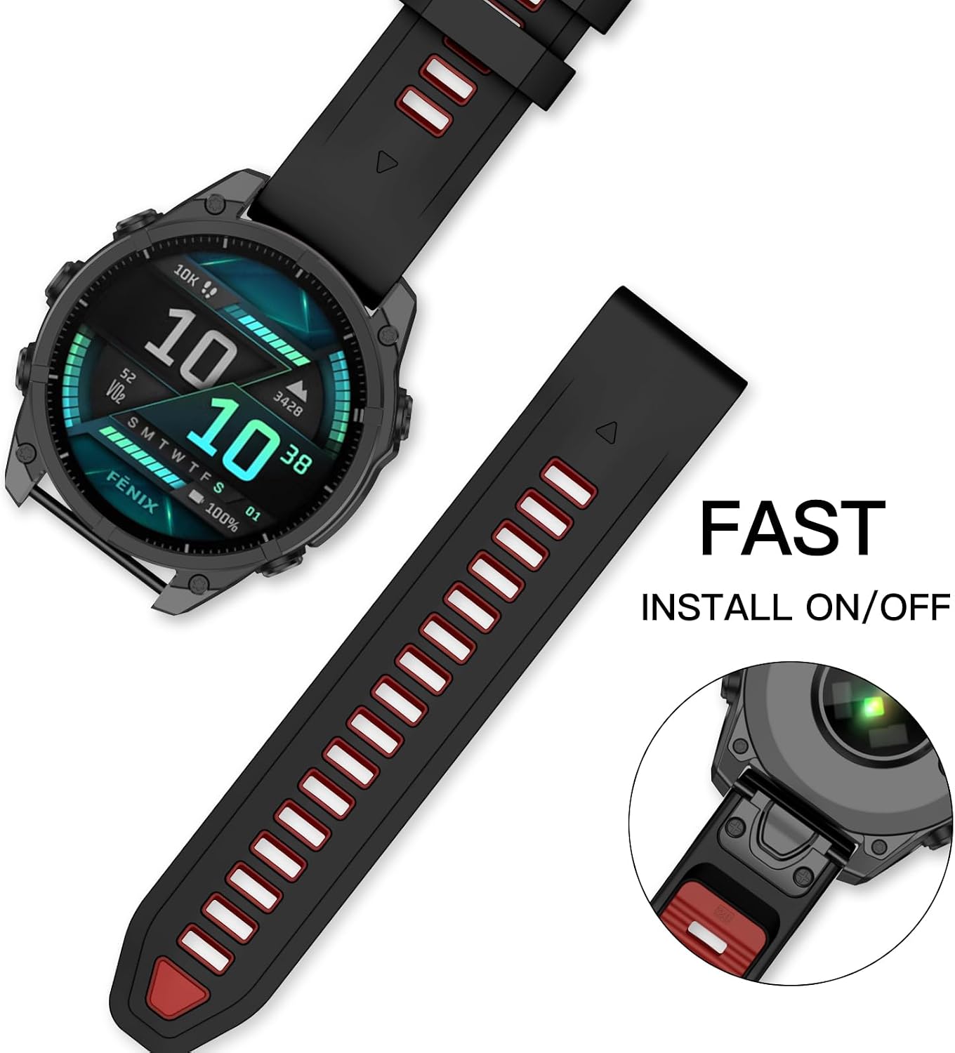 Detalle de OVERSTEP 20mm Silicone Watch Band for Garmin Fenix Series