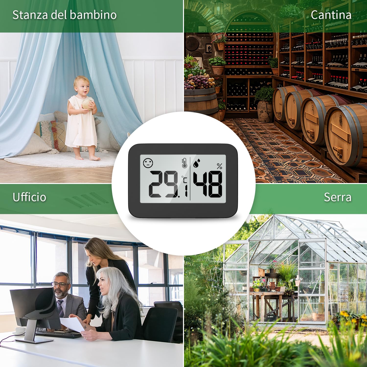 Thumbnail 6 de DOOMAY Mini igrometro termometro da interno con lettura digitale e conversione °C/°F (4,5 cm)