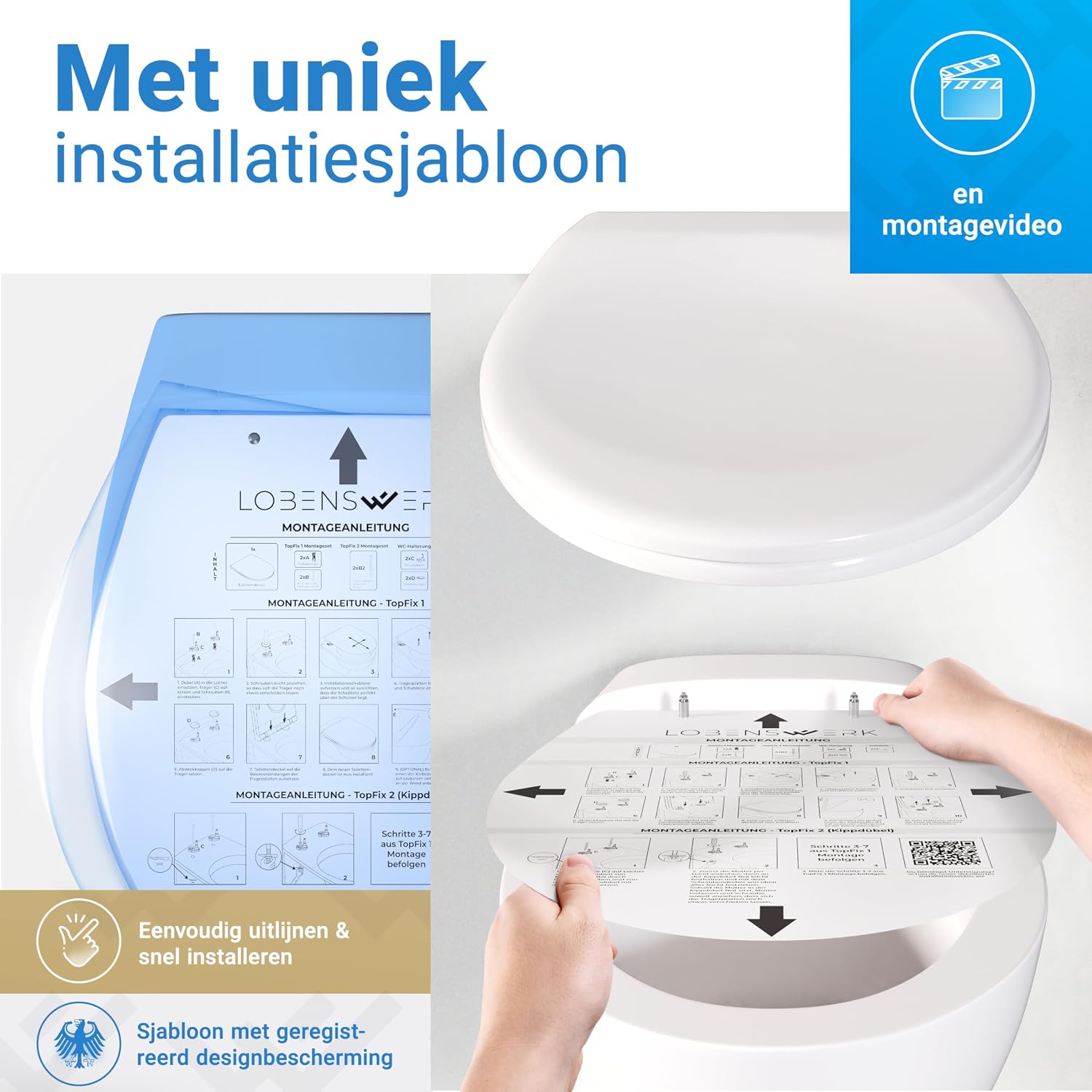 Thumbnail 2 de LOBENSWERK TDE ovale toiletbril met softclose, antibacterieel Duroplast