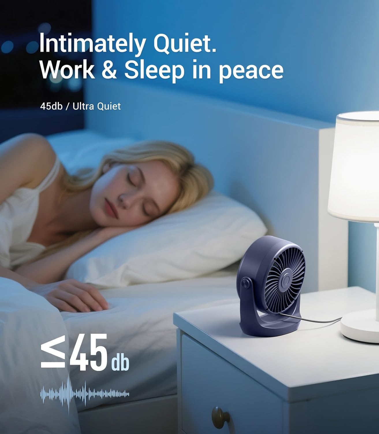 Thumbnail 2 de Diveblues TurboBreeze Portable Turbo Desk Fan 5” – Quiet USB Desk Fan with 5 Speeds and 360° Tilt