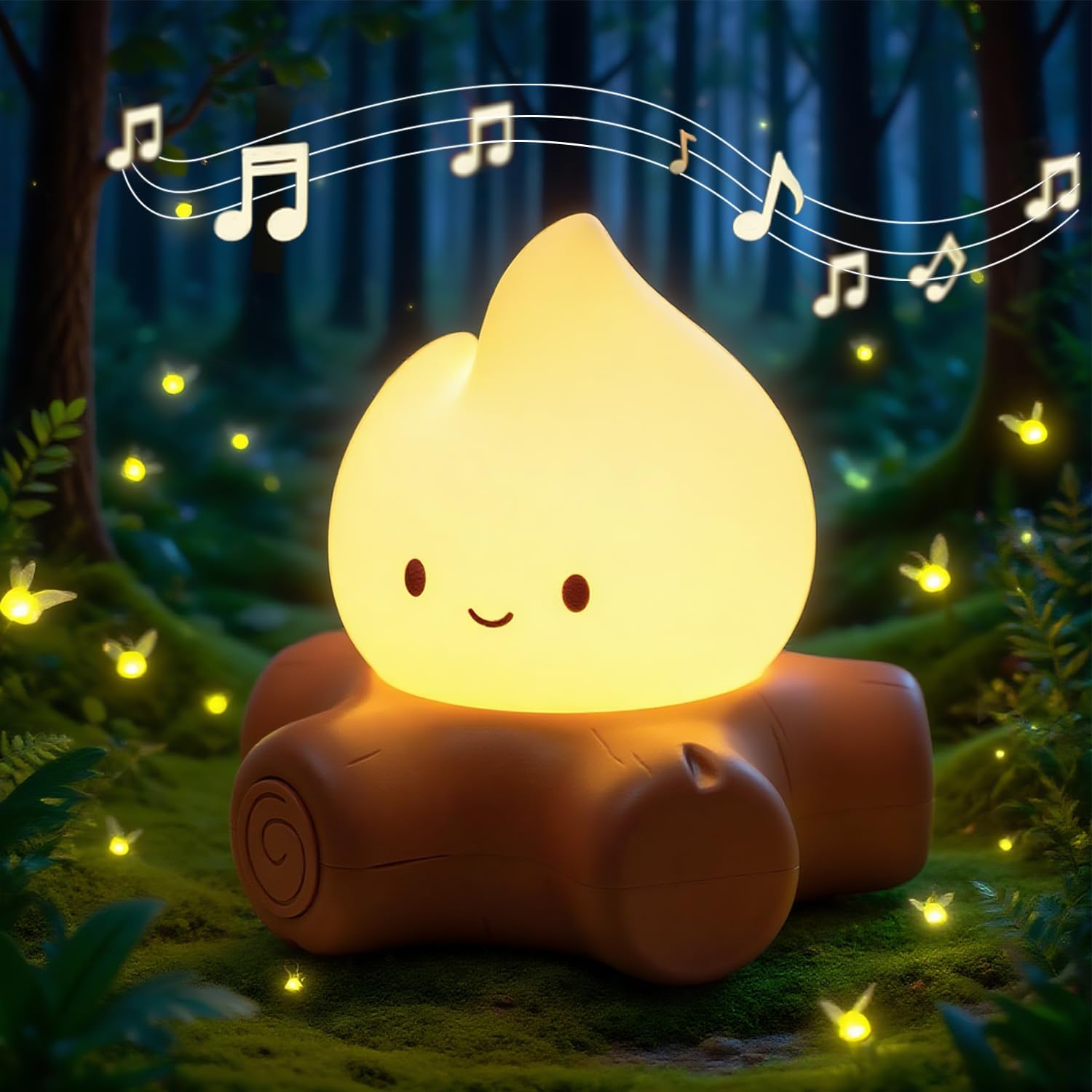 Detalle de SEESUU LED-Lagerfeuer Nachtlicht für Kinder – wiederaufladbar, stufenlos dimmbar, 2 Lichtmodi & Sound