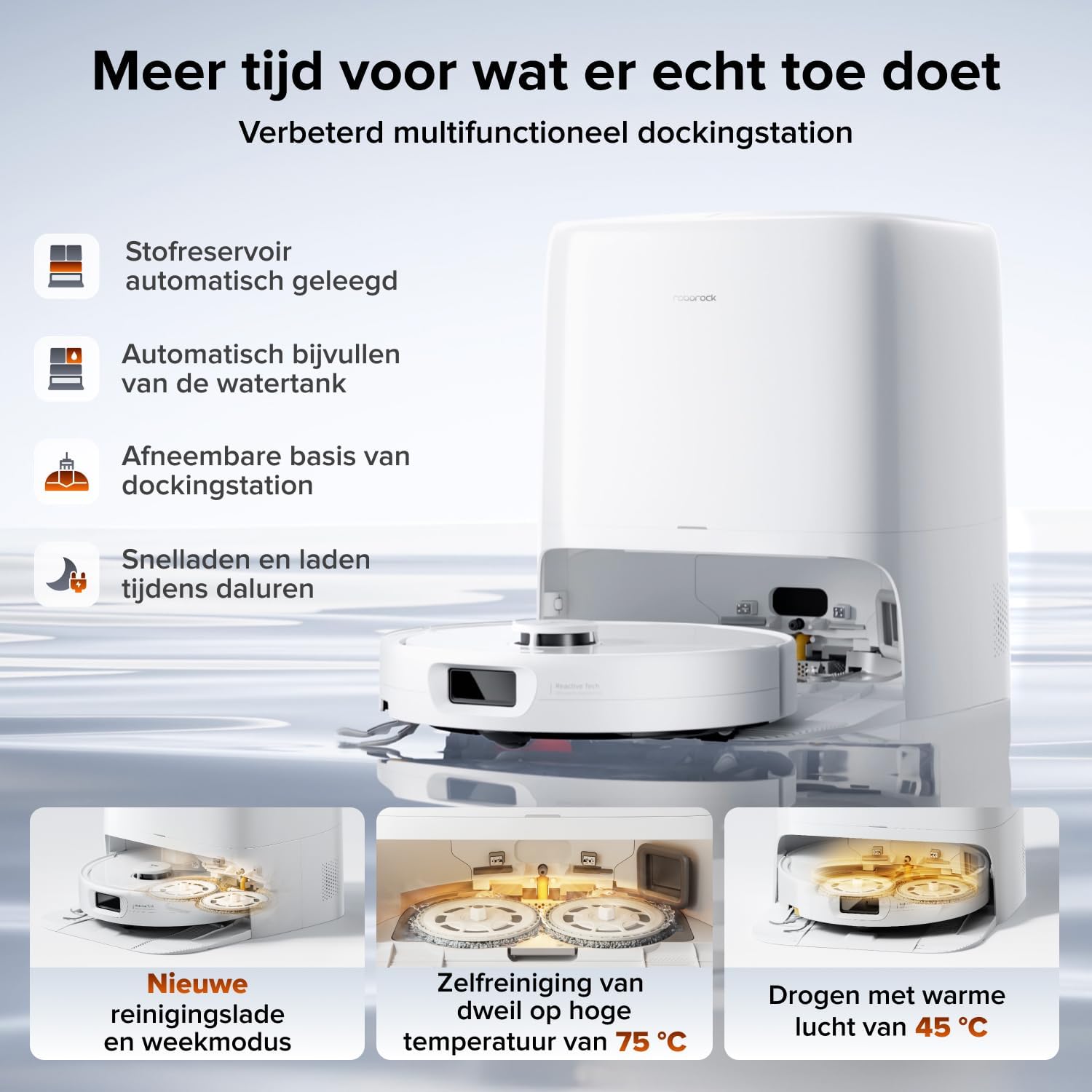 Detalle 1 de roborock Qrevo 2 Pro-Set robotstofzuiger met FlexiArm en automatisch dweildock