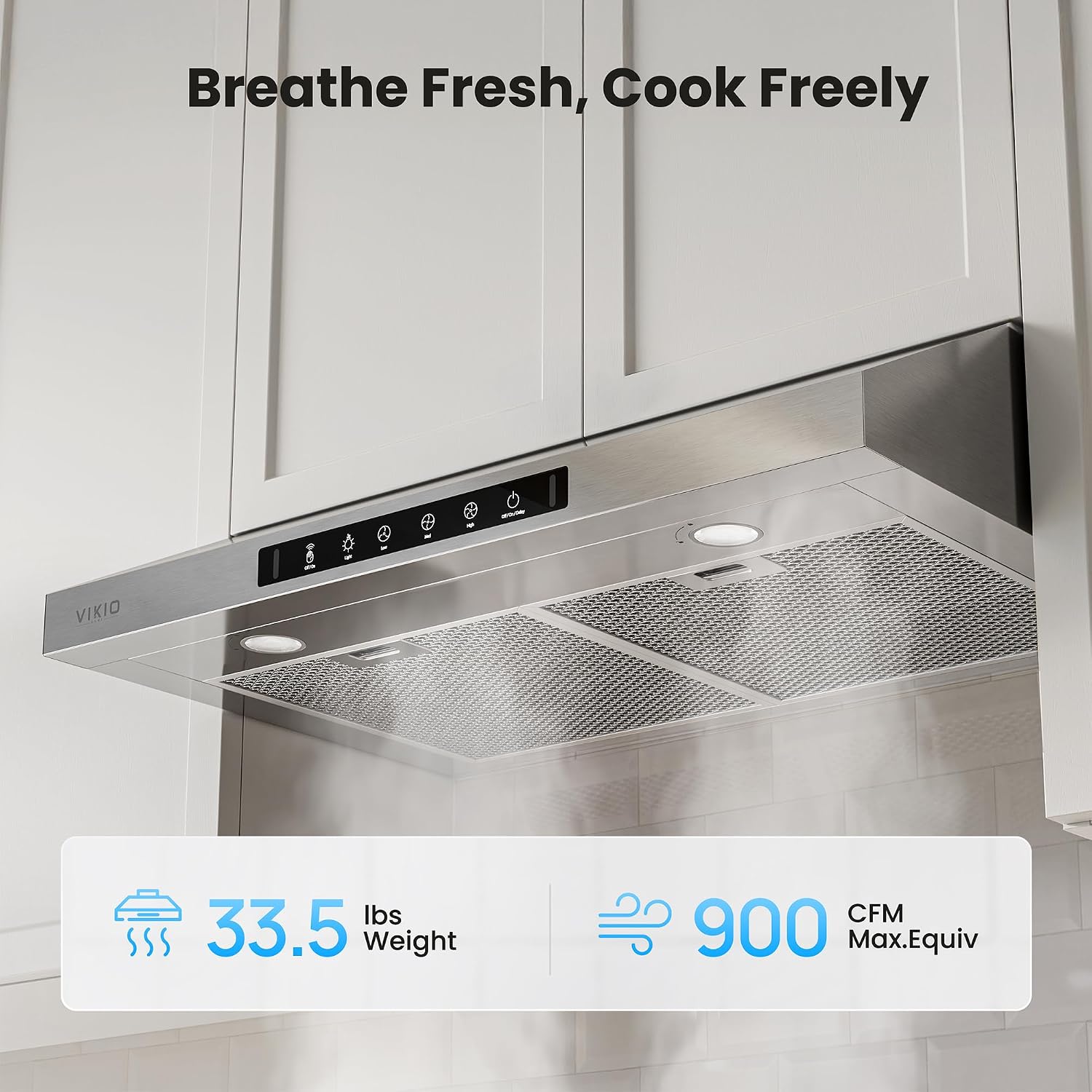 Detalle de VIKIO HOME VK-RC13-42 42-Inch Under-Cabinet Range Hood, 900 CFM