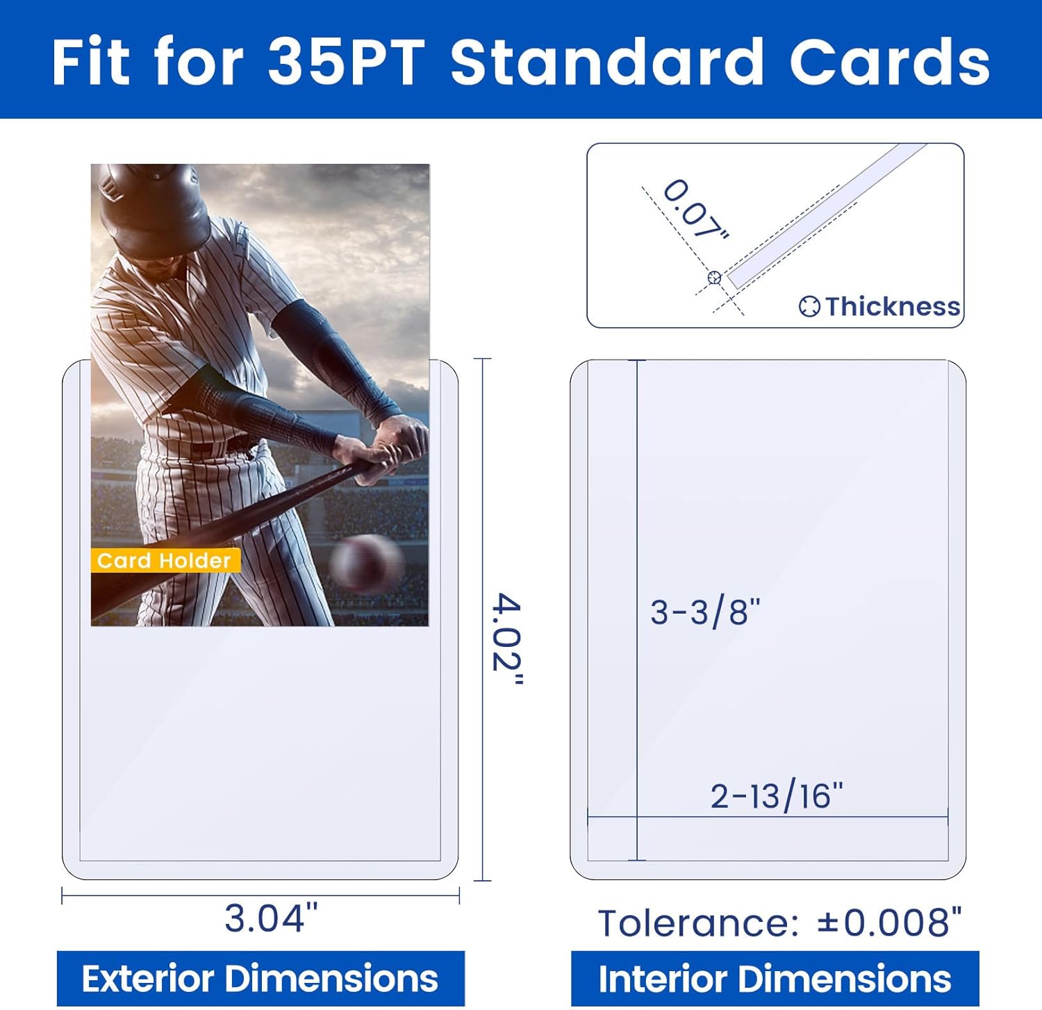 Detalle de Sooez 32 Count 3x4 Inch Card Sleeves – Rigid 35PT Protector for Standard Trading Cards