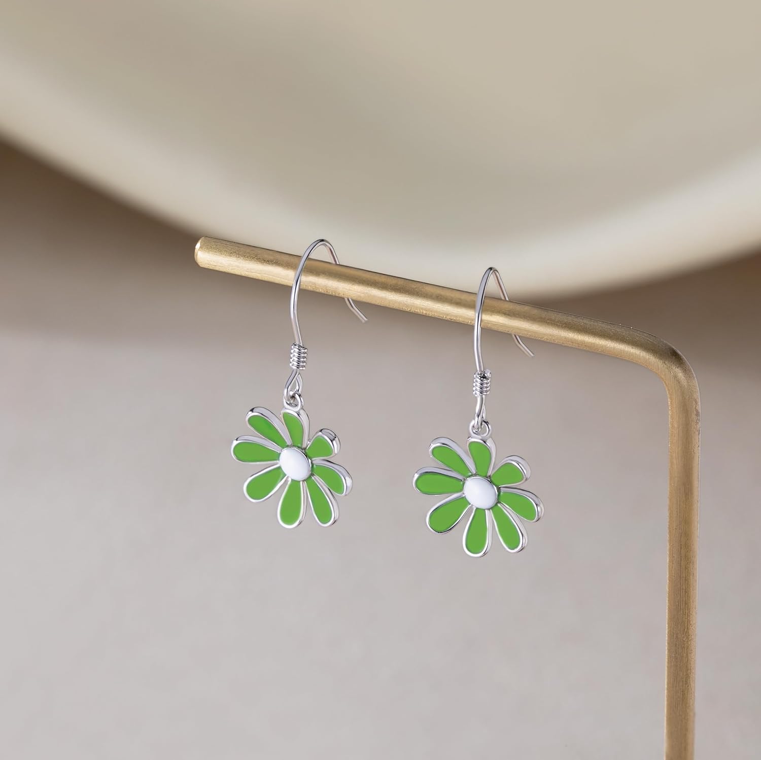 Thumbnail 1 de SLUYNZ 925 Sterling Silber Blume Tropfen Ohrringe – Gänseblümchen-Design, 2,8 cm