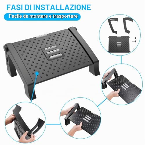 Thumbnail 5 de m zimoon poggiapiedi ergonomico regolabile con superficie massaggiante, 6 altezze