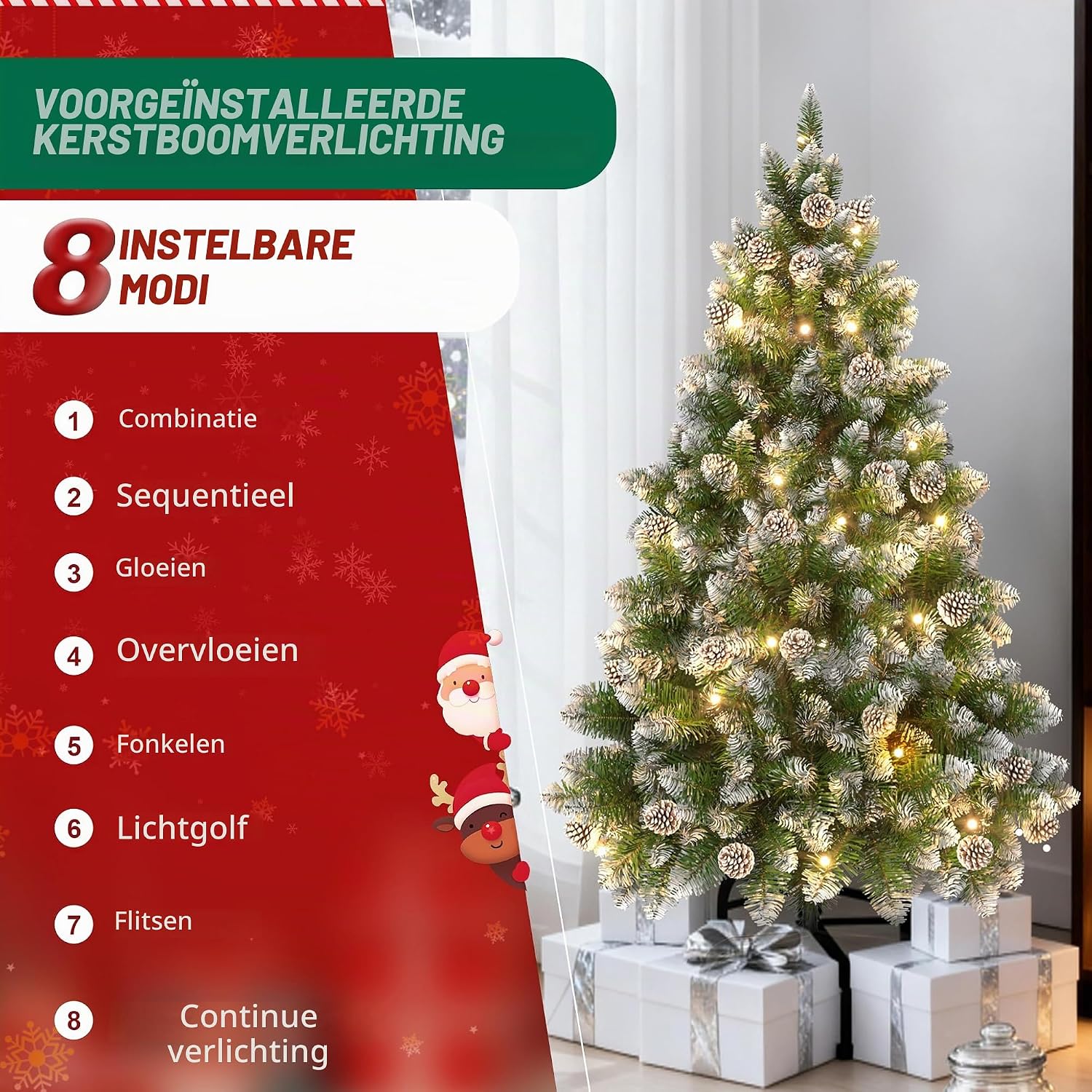 Thumbnail 6 de Aufun WTC1000C-31 kunstkerstboom van 120 cm met 180 warmwitte ledlampjes