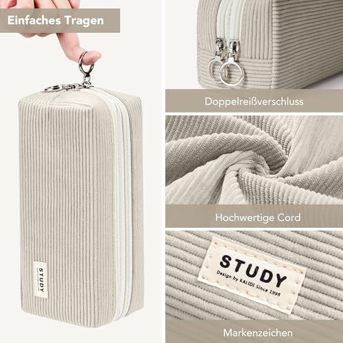 Thumbnail 1 de KALIDI Corduroy Pencil Case Pen Bag Large with 2 Compartments for Girls