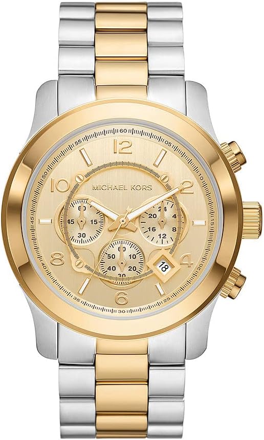 Detalle de Michael Kors Runway Orologio da uomo: cronografo al quarzo con cinturino in acciaio inox