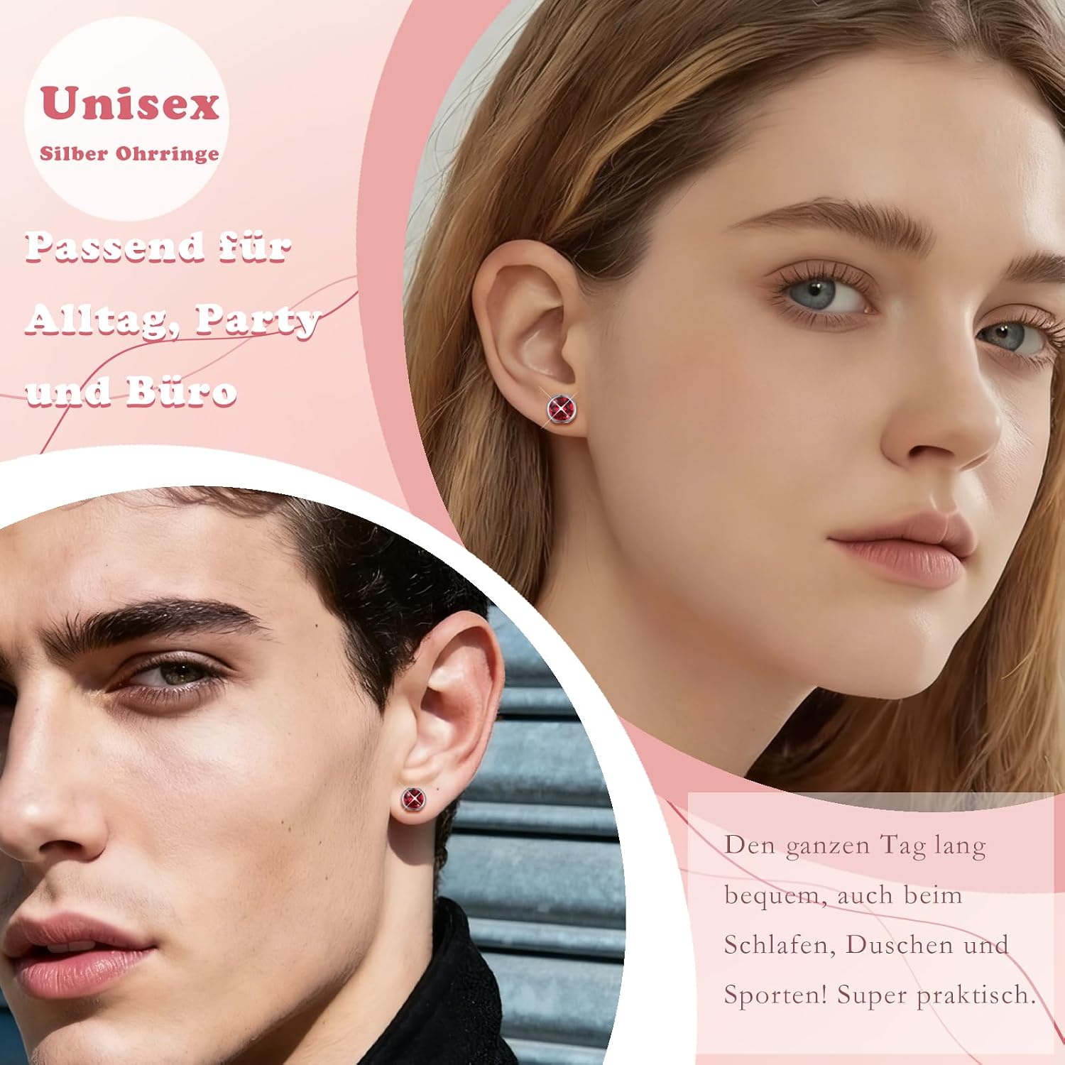 Thumbnail 5 de Hasnsofie Silber Ohrstecker 925 Ohrringe, 925 Sterling Silber 8mm Rund Klein Ohrstecker Ohrringe, Unisex Silber Ohrringe für Damen Herren Schwarz/Lila/Aurore Boreale/Blau/Rot/Weiß/Grün
Hasnsofie Silber Ohrstecker 925 Ohrringe, 925 Sterlin…