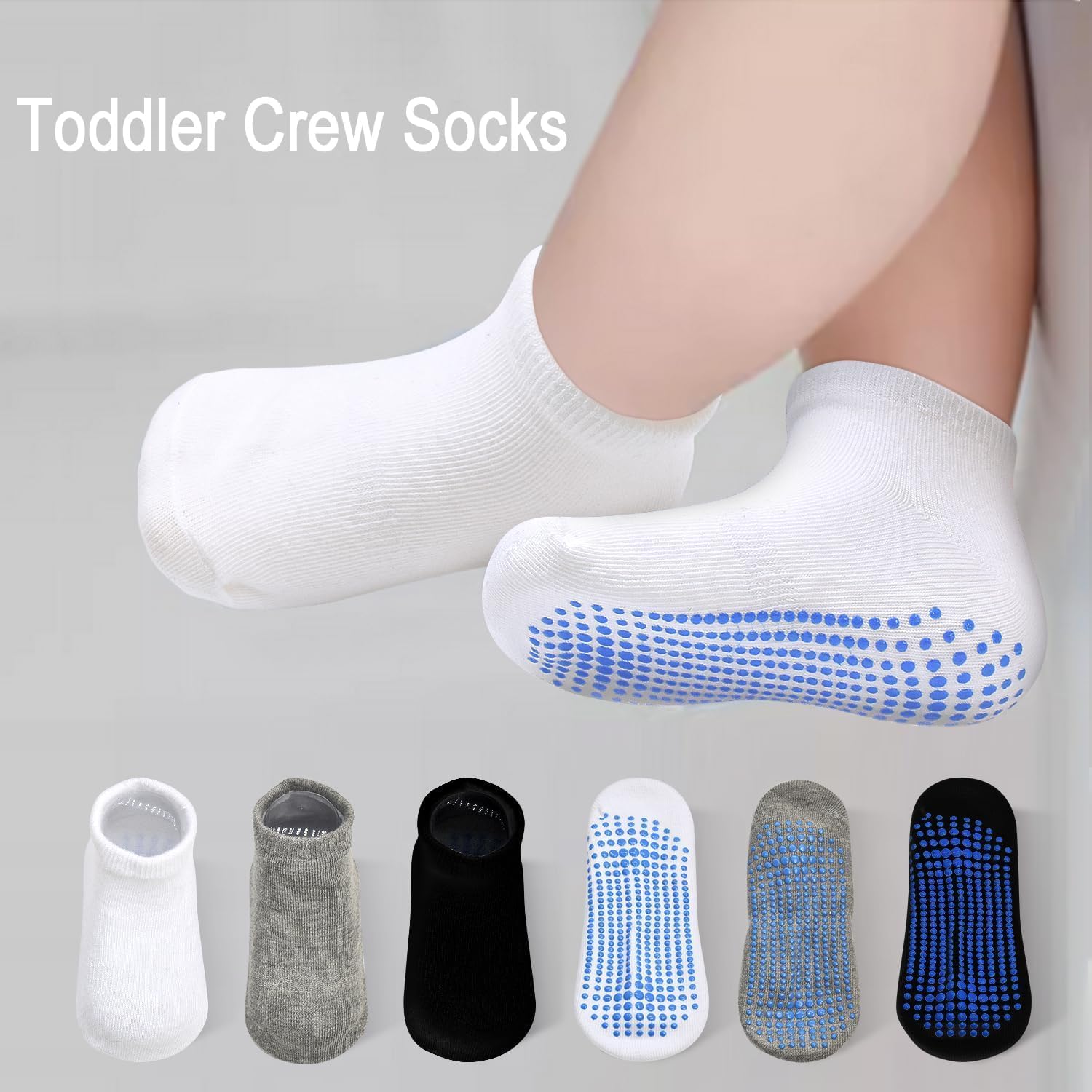 Detalle de ELUTONG Toddler Non Slip Socks (12 Pairs) – Baby Grip Ankle Socks for Boys and Girls 0–7 Years