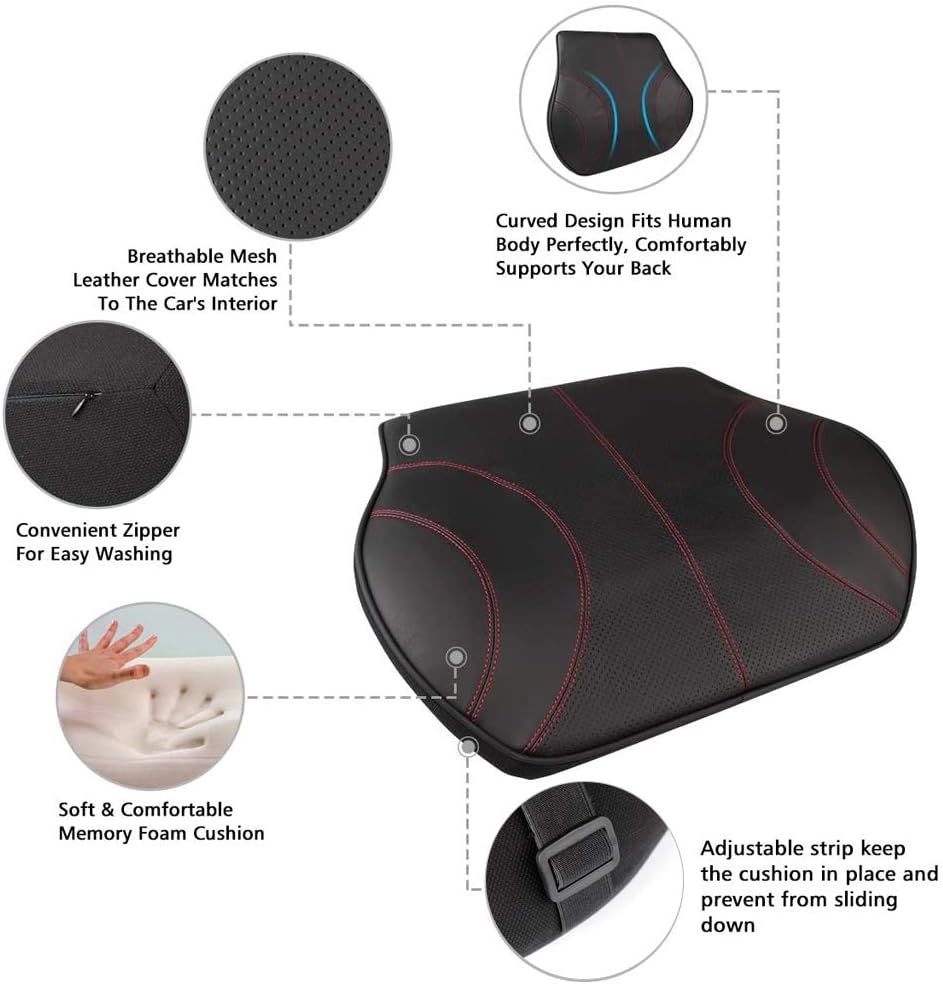 Thumbnail 1 de KOYOSO Cuscino Lombare Auto in Pelle con Memory Foam — Supporto Ergonomico per Schiena