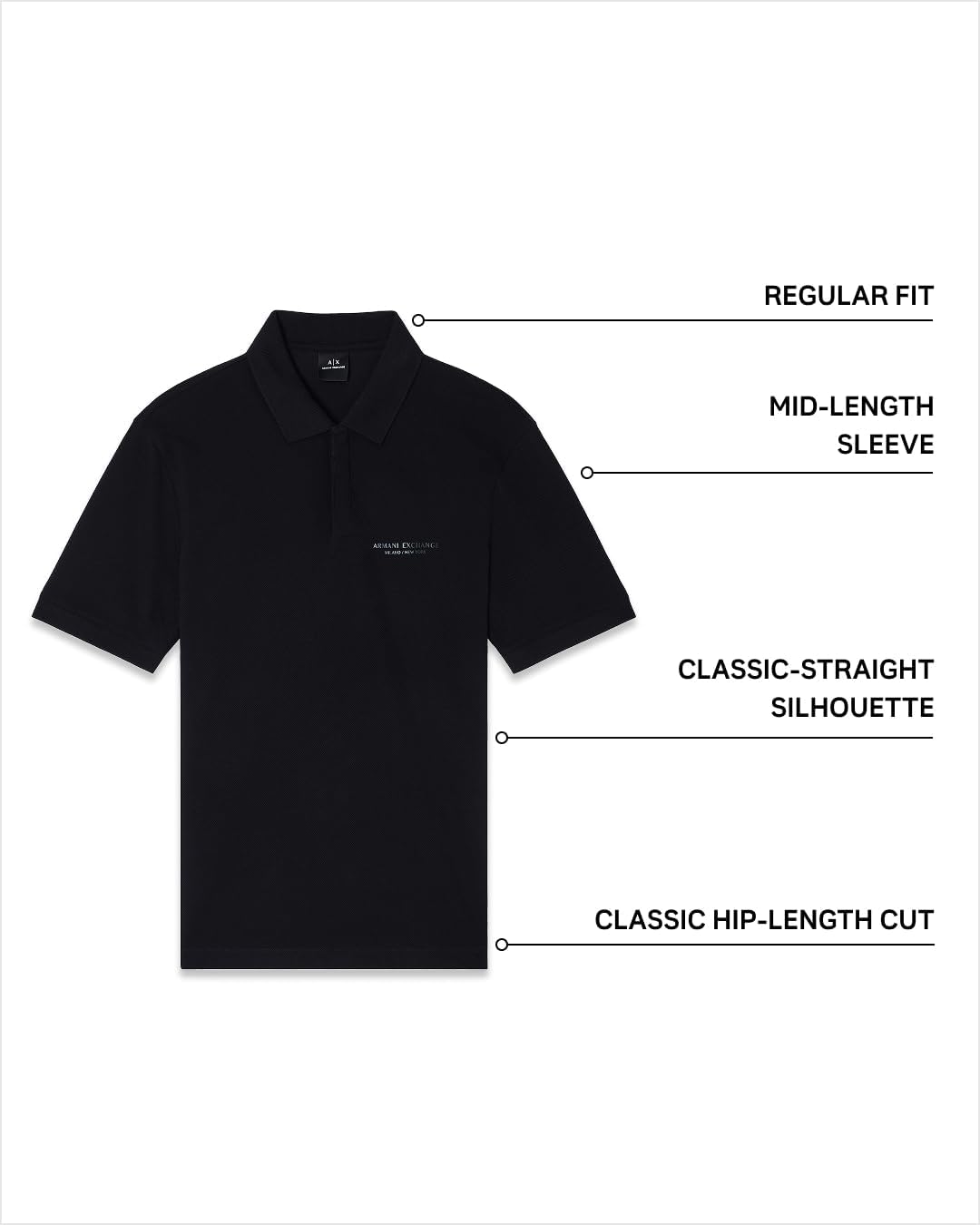 Detalle de Armani Exchange Black and Gold Capsule Polo Homme - Patch Logo