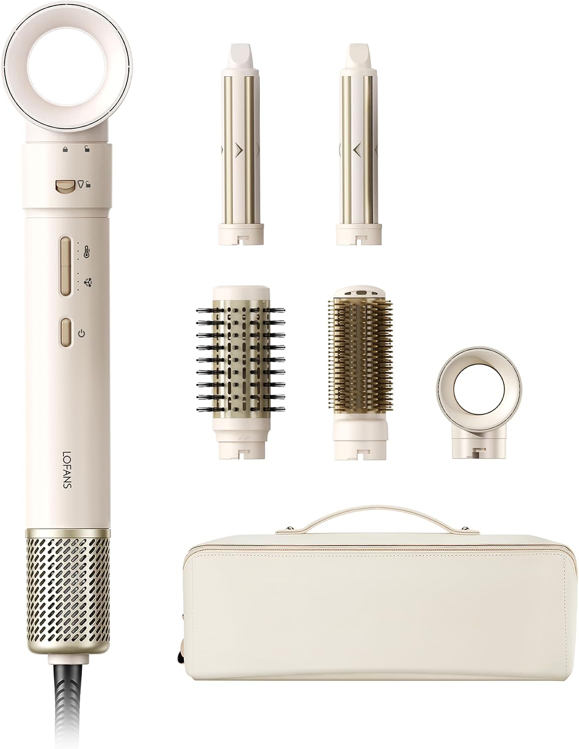 Detalle de 5 in 1 Multi Hot Air Styler Wrap (110,000 RPM) 5-in-1 Hair Dryer Brush with Auto Wrap Curlers & Travel Case