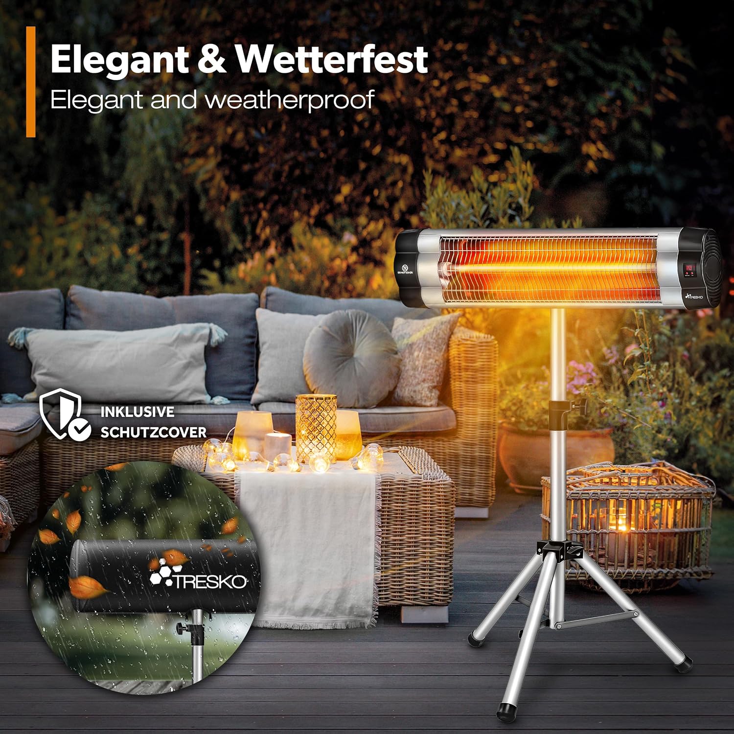 Detalle 2 de TRESKO THSL-001 infrarood terrasverwarmer 2500 W met afstandsbediening