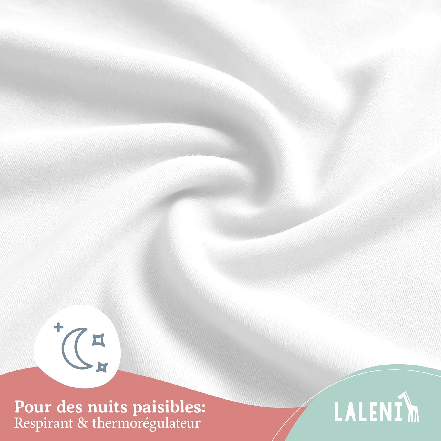 Detalle de Laleni lot de 2 draps-housses bébé en jersey 100x100 cm (Oeko-Tex, coton) – blanc
