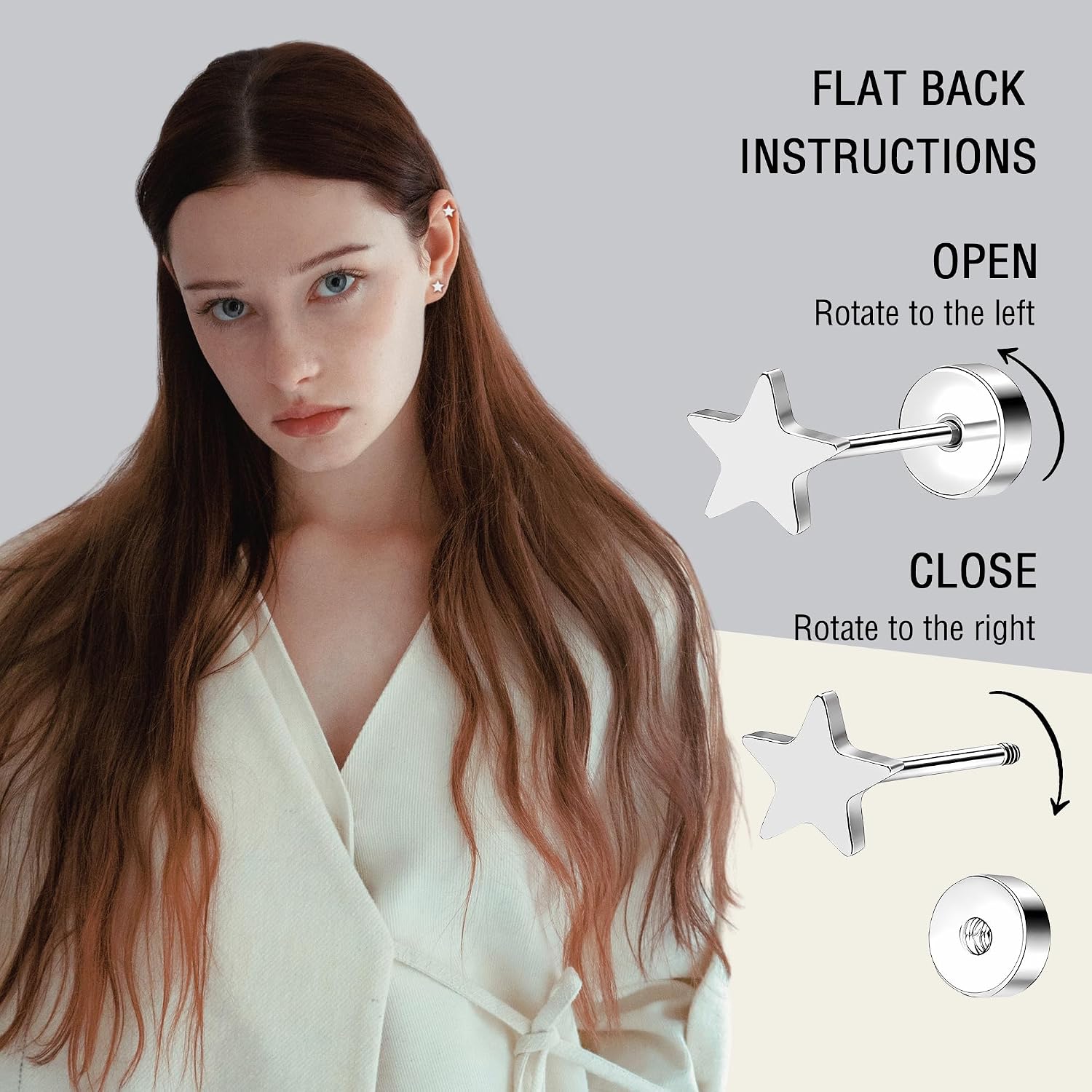 Detalle 2 de ZDE Flat-Back Earrings, Titanium