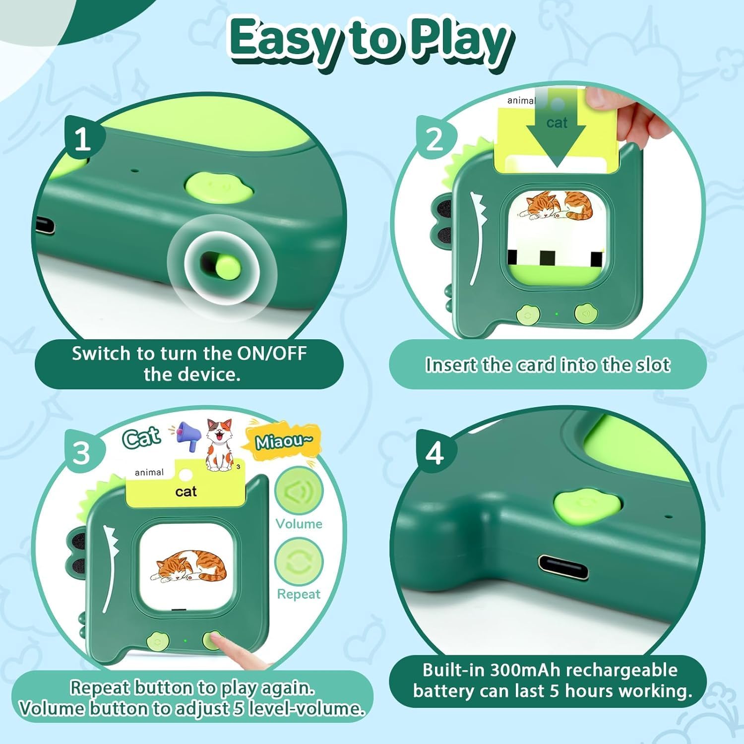 Thumbnail 5 de 420 Words Talking Flash Cards for Toddler 3-6 Years – Montessori, Screen-free Learning Toy
