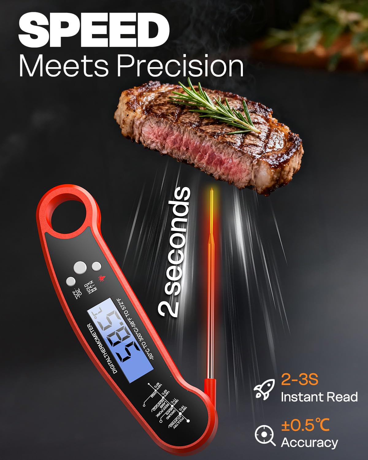 Detalle de Meat Thermometer Digital Instant Read Probe 🌡