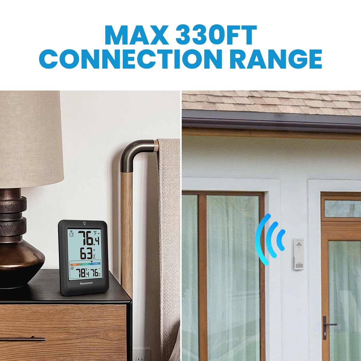 Detalle de Newentor Q8 Wireless Indoor/Outdoor Thermometer with Large Display