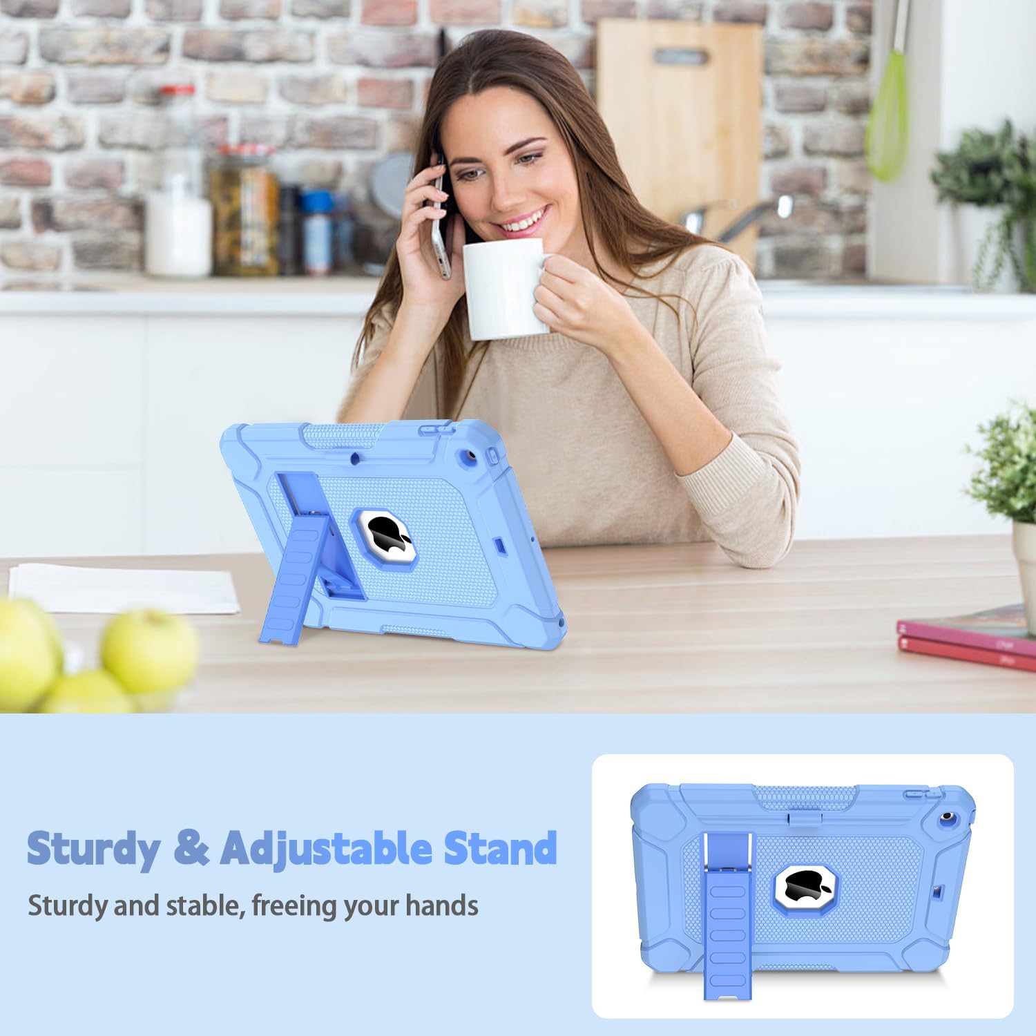 Detalle de SINSO Case for iPad 9th/8th/7th Gen 10.2in – Blue, Fully-Body Rugged Protection with Stand and Pencil Holder