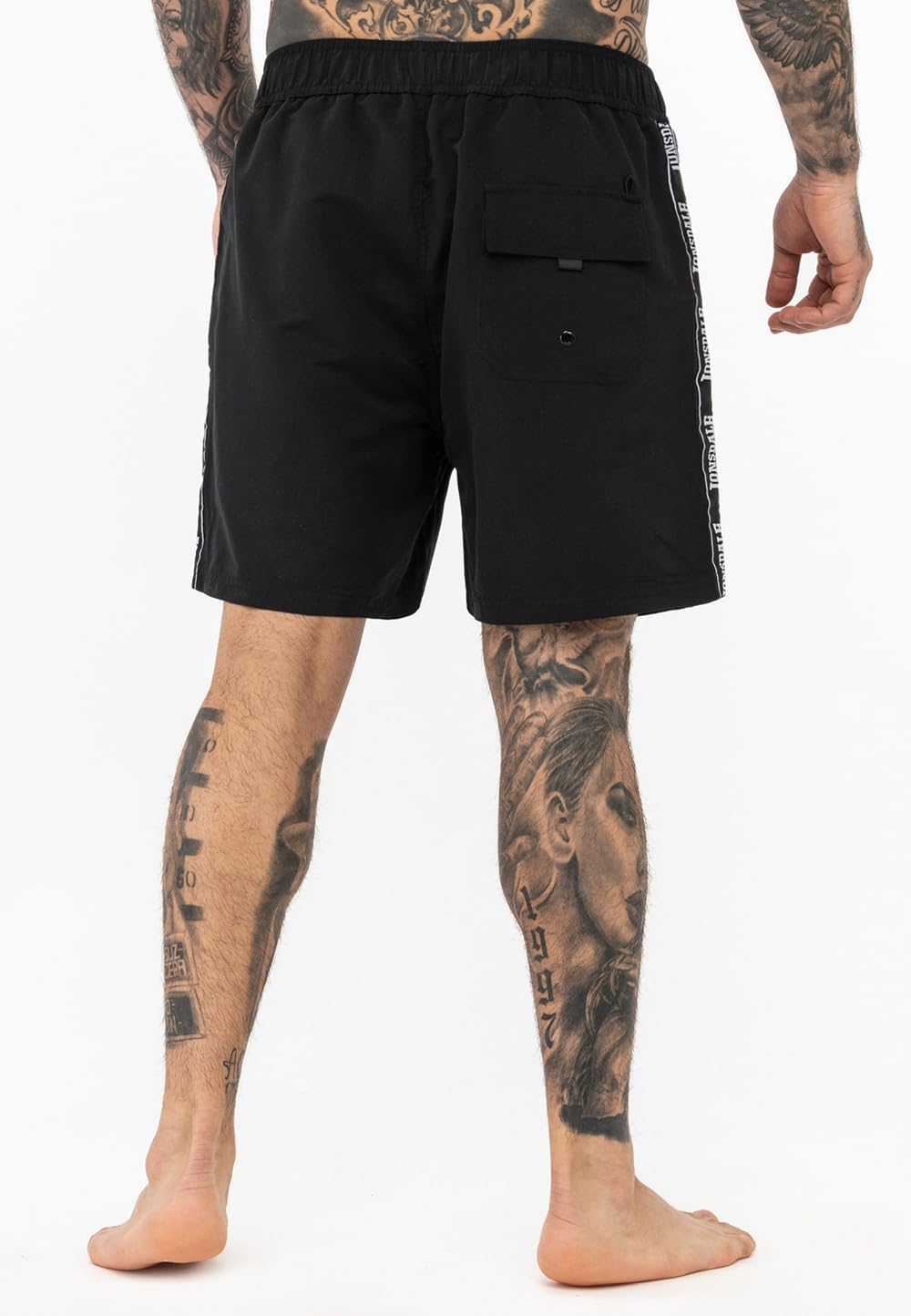 Detalle de Lonsdale London KIRBUSTER Homme Short de Bain Noir – Style streetwear et confort