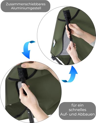 Detalle de normani Ultraleichter Campingstuhl Klappstuhl mit Getränkehalter – Khaki, OneSize