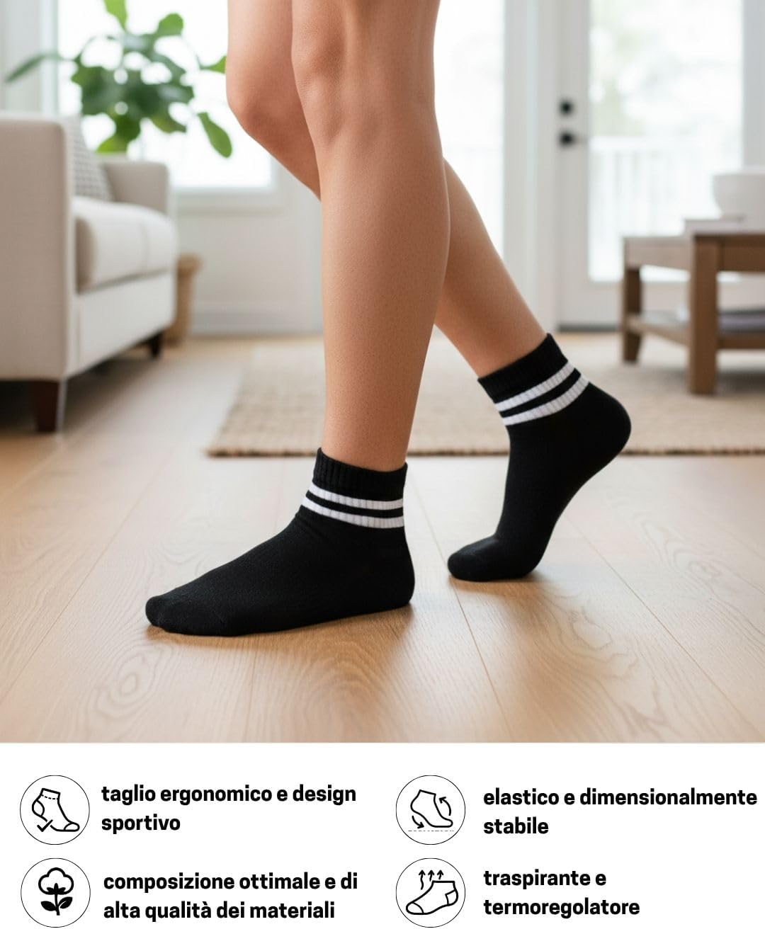 Detalle 2 de sockenkauf24 – 10 Paia Calze Sportive da Tennis Quarter Rinforzate, Uomo e Donna