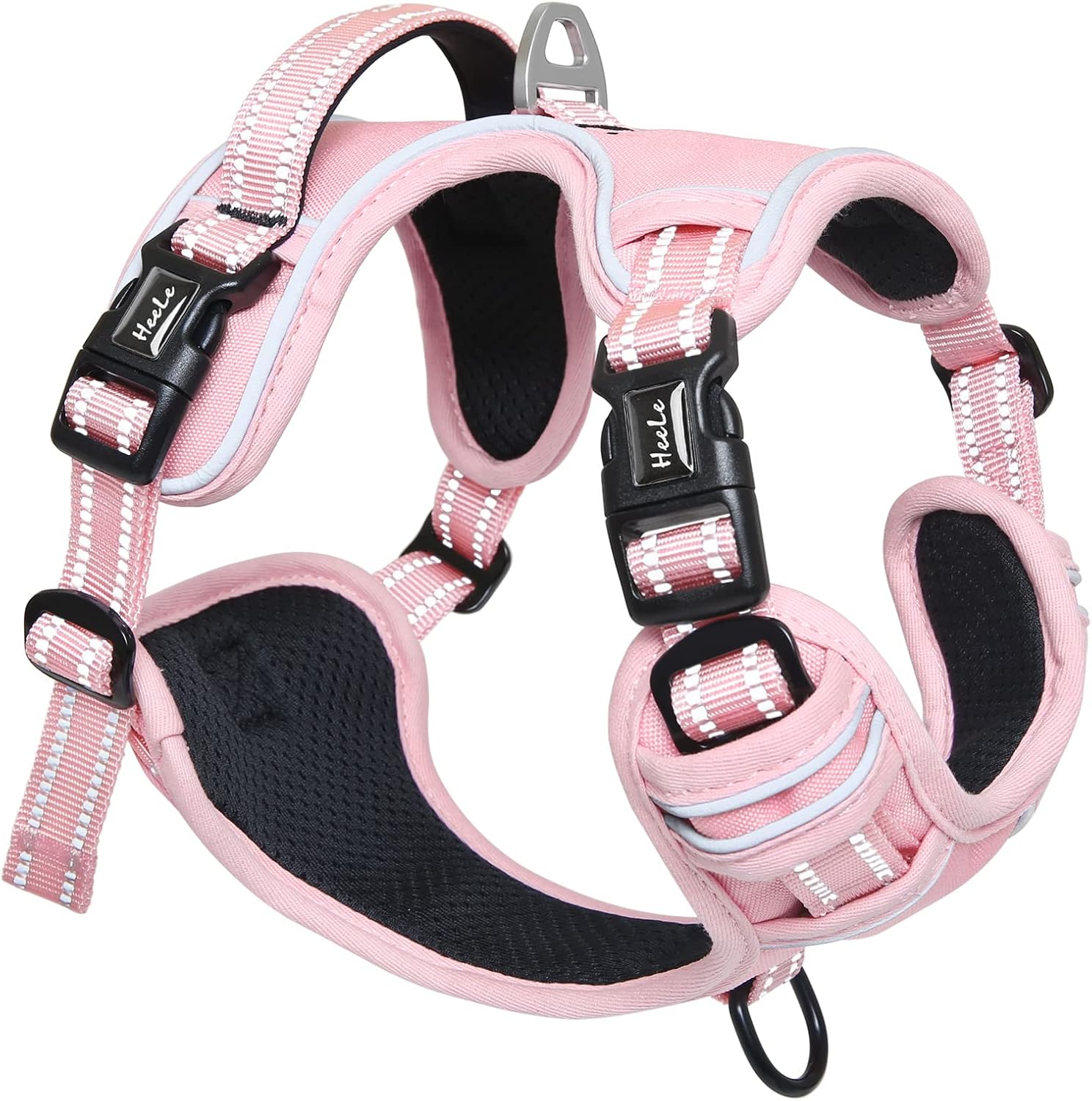 Detalle de HEELE No Pull Dog Harness - Medium (Light Pink) with Front & Back Leash Attachments