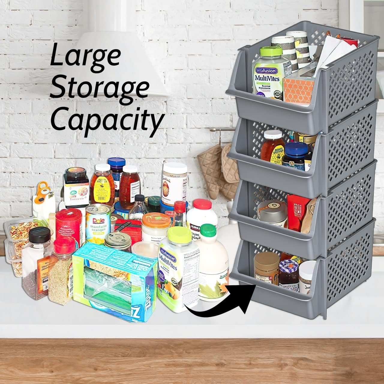 Thumbnail 2 de TidyFriend 4 Pack Stackable Storage Bins Open Front
