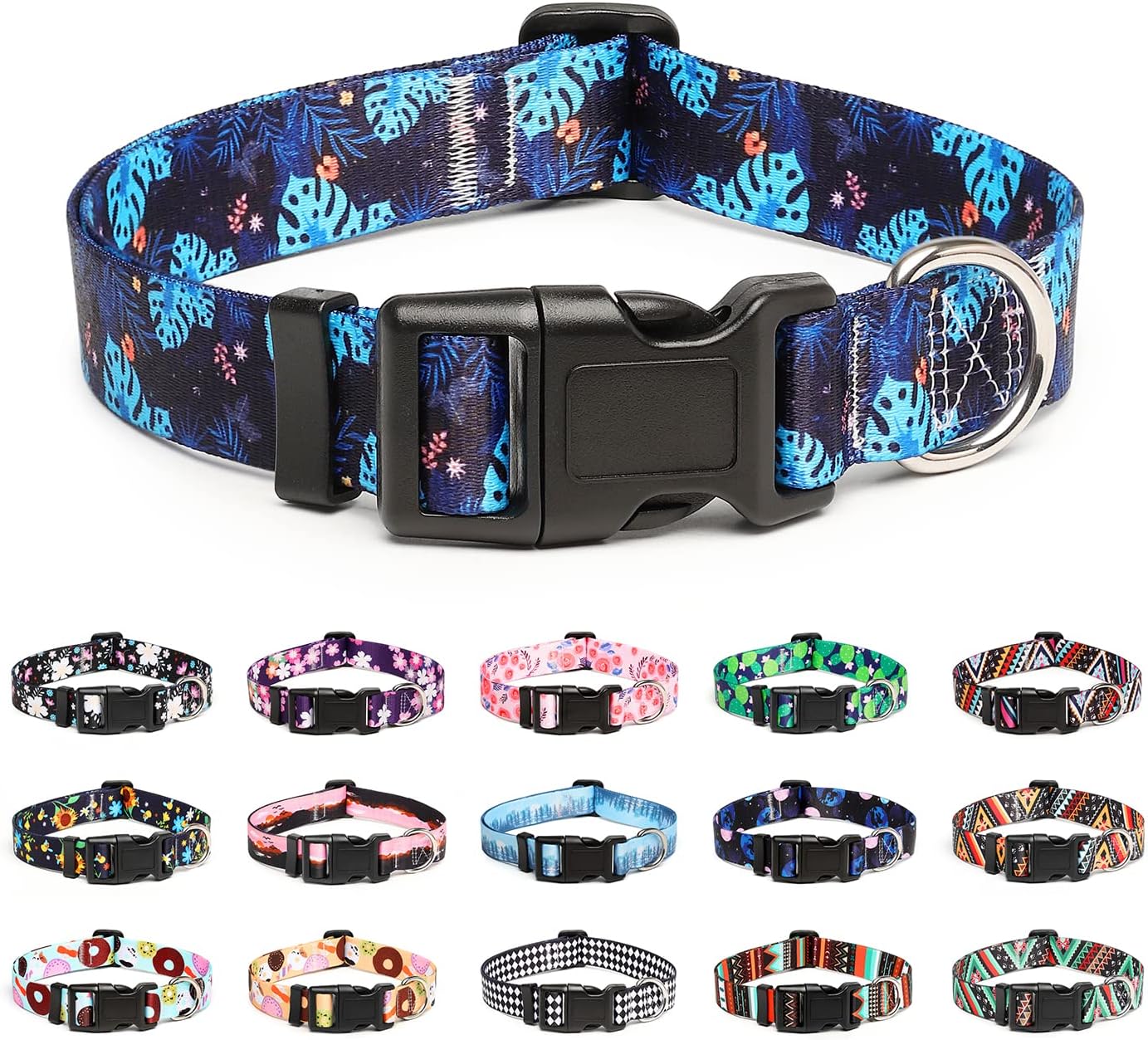 Detalle de Mercano verstellbares Hundehalsband aus Nylon – Musterdesigns, weich & robust für alle Hundegrößen