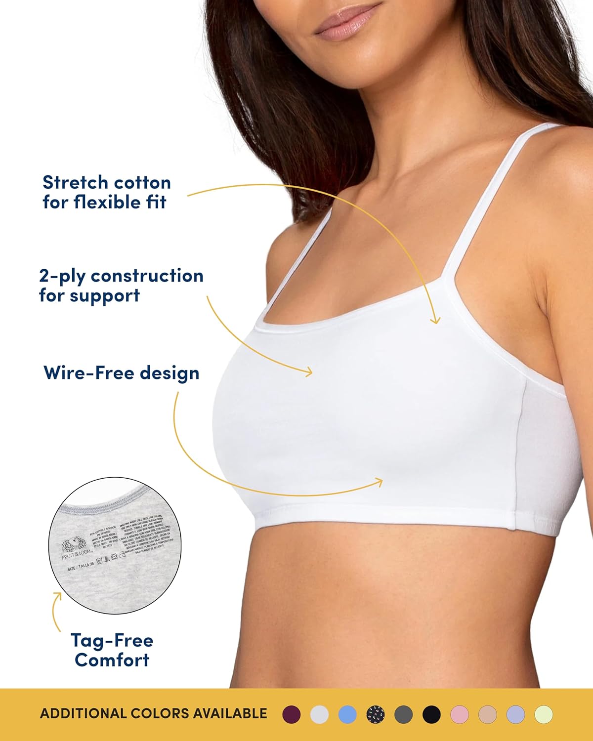 Detalle de Fruit of the Loom Built-up Sports Bra – Lot de 3 (Soutien-Gorge de Sport Femme)
