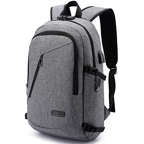 Detalle de WENIG Sac à Dos Anti-Vol 15.6 Pouces — Étanche, USB Charging Port et Organisation Optimale pour Bureau/Voyage