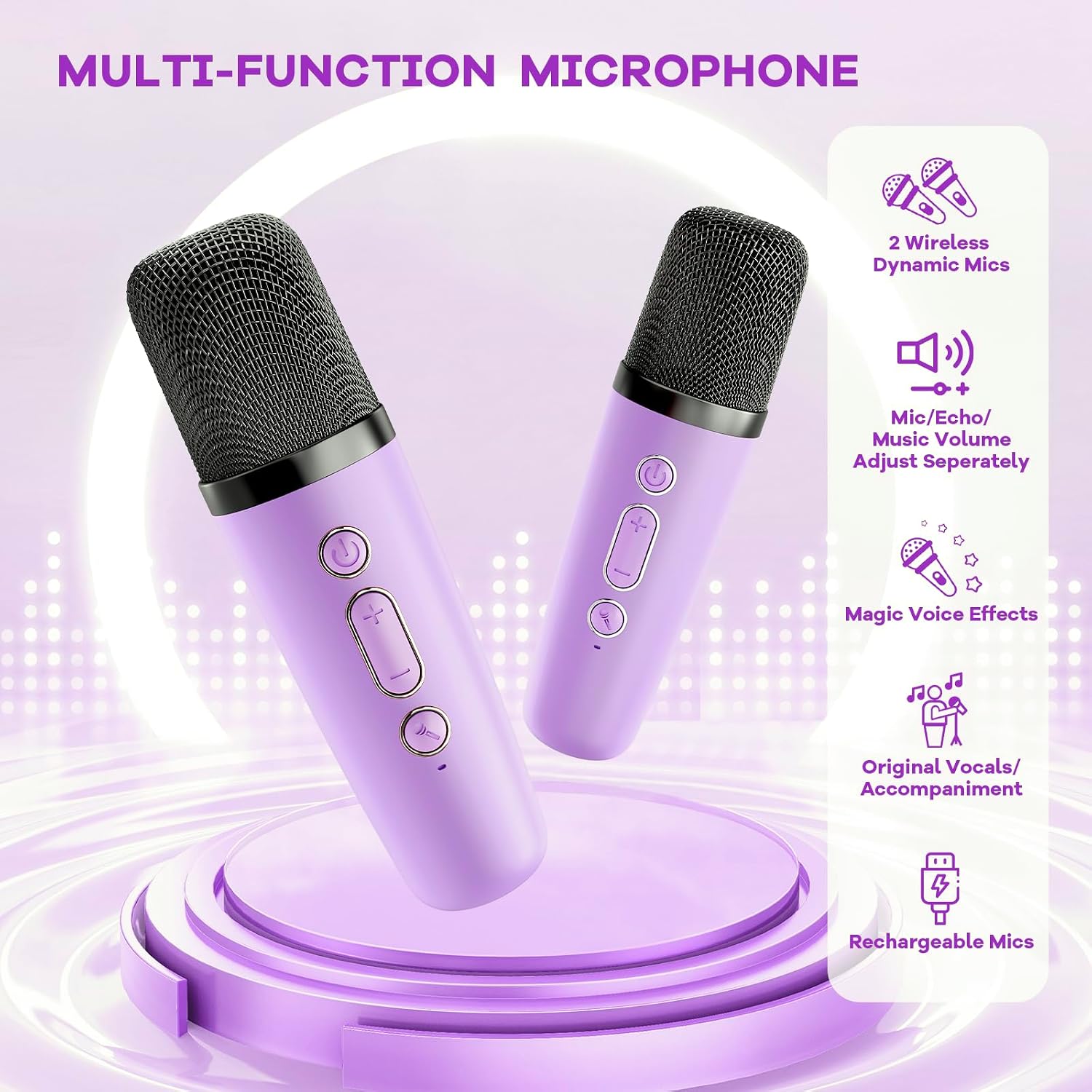 Thumbnail 5 de YLL Mini Karaoke Machine with 2 Wireless Mics 🎤