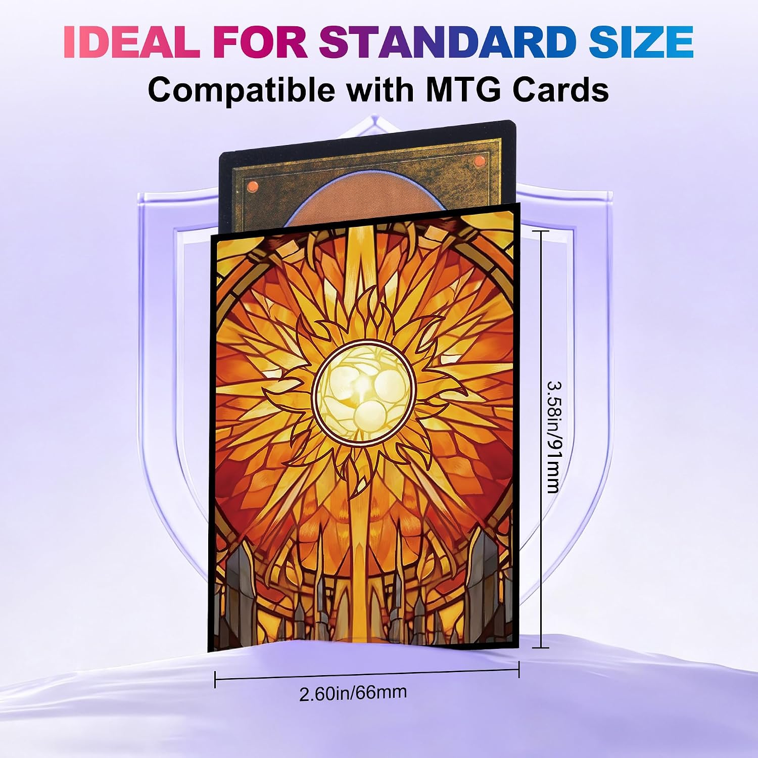 Detalle de UAONO Druckkartenhüllen – Standard-Kartenhüllen für MTG, 91 × 66 mm, matte Textur, 100 Stück (gelbe Sonne)